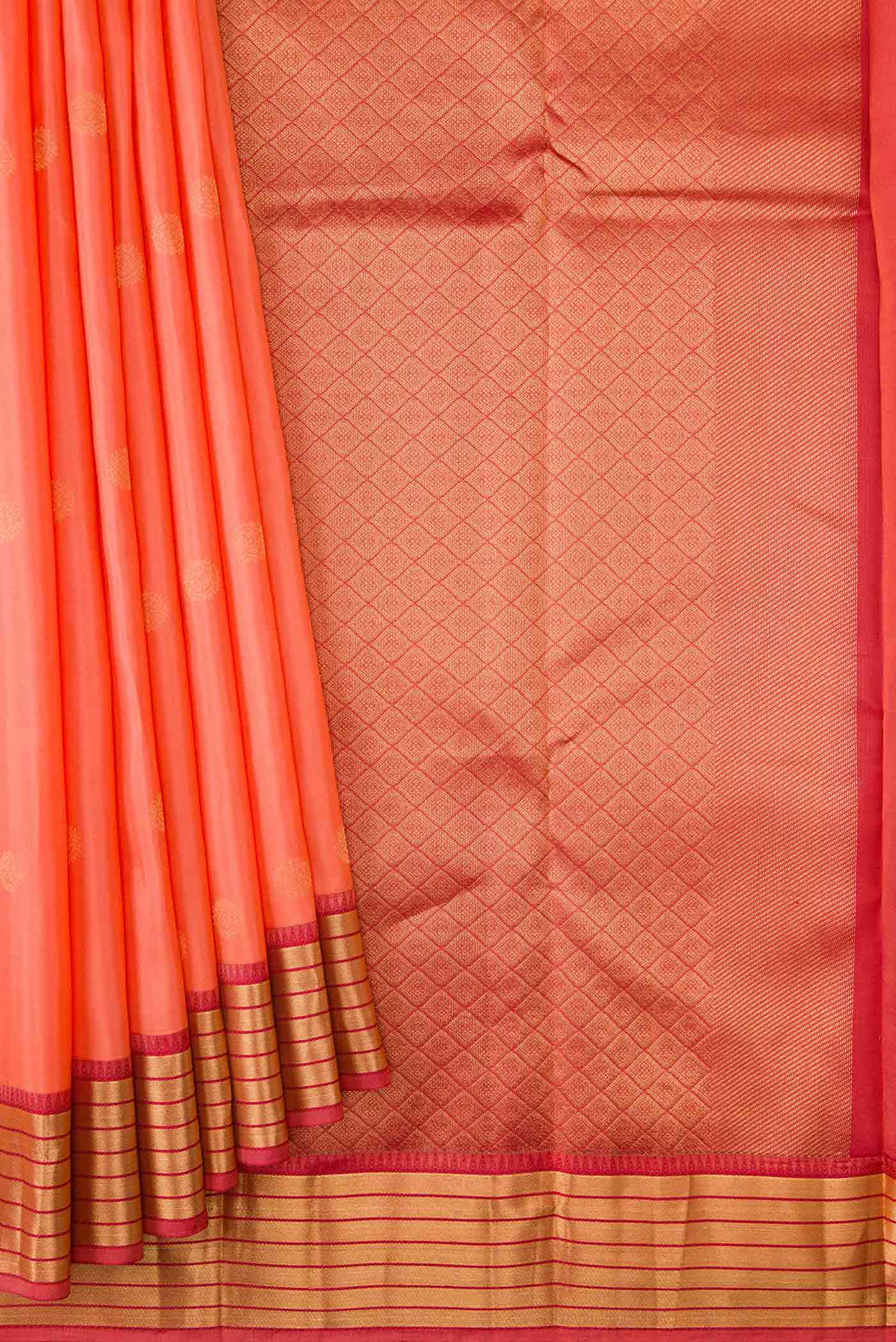 Orange Kanjivaram Silk Saree - Image 4