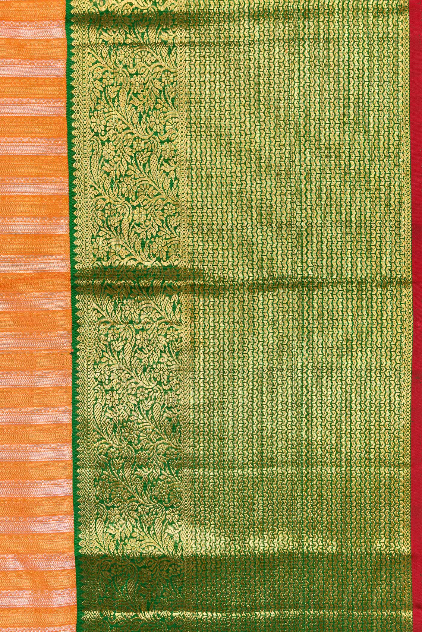 Orange Kanchipuram Silk Saree - Image 3