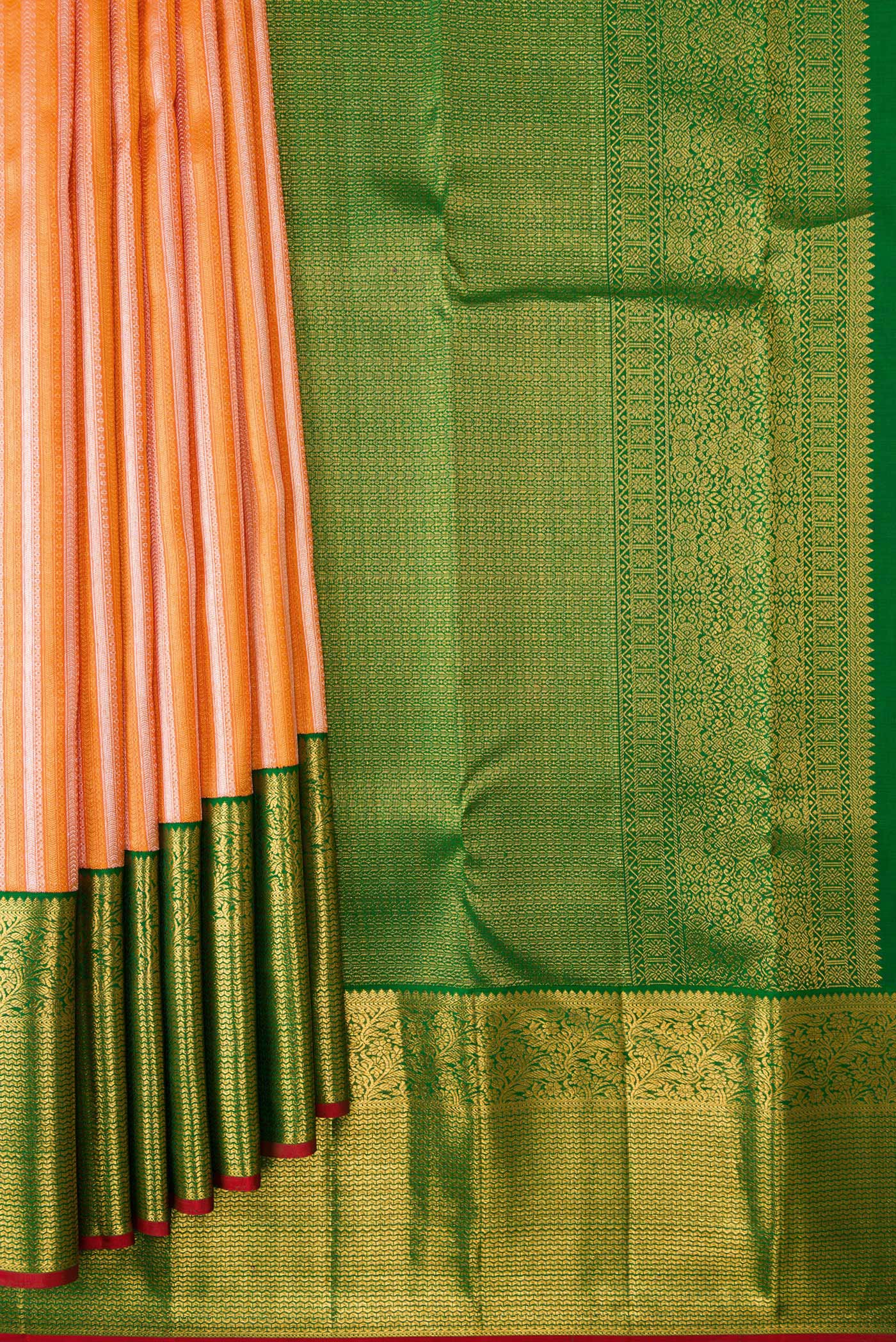 Orange Kanchipuram Silk Saree - Image 4