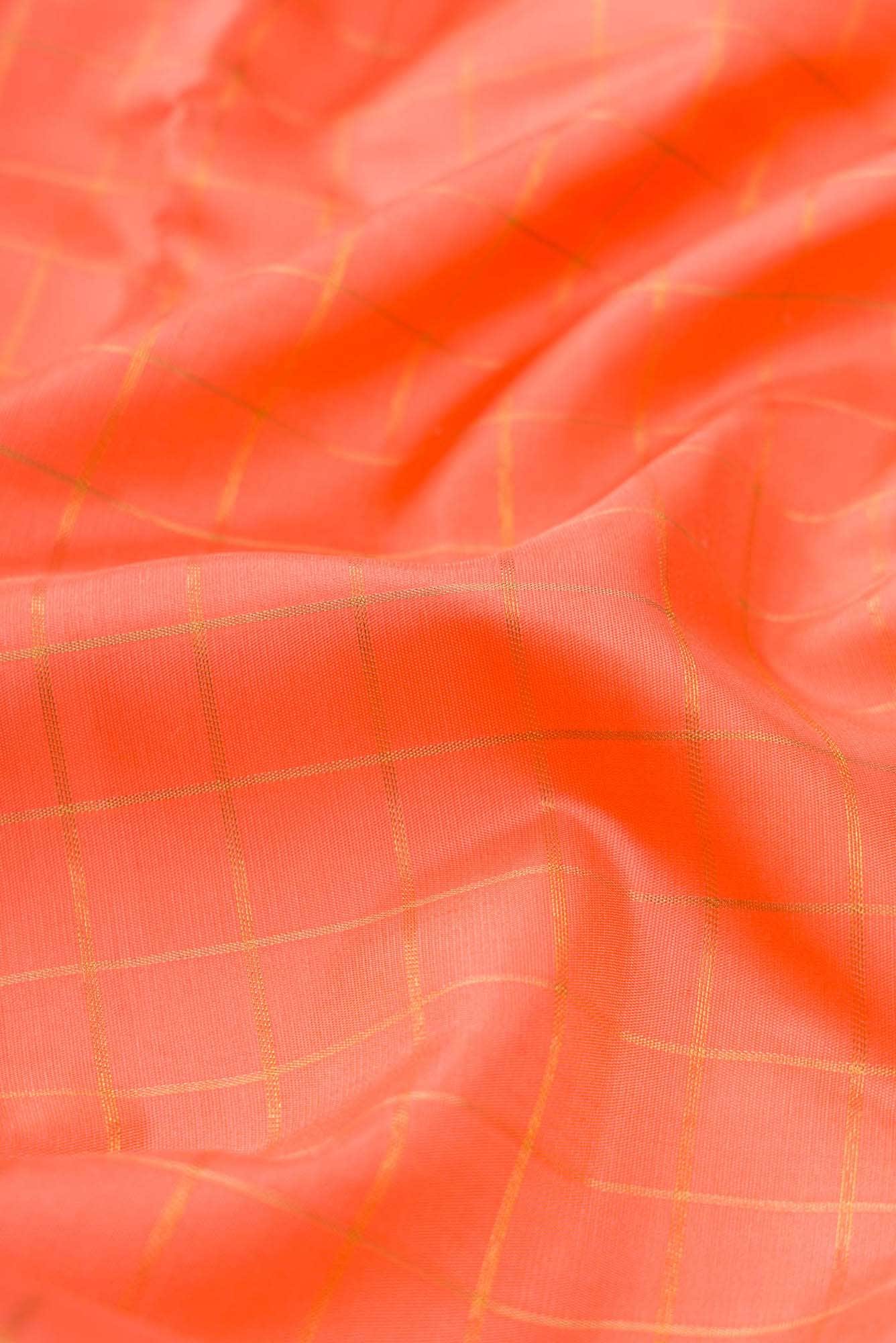 Pure Silk Pure Zari Peach Dual Tone Kanchipuram Saree - Image 3