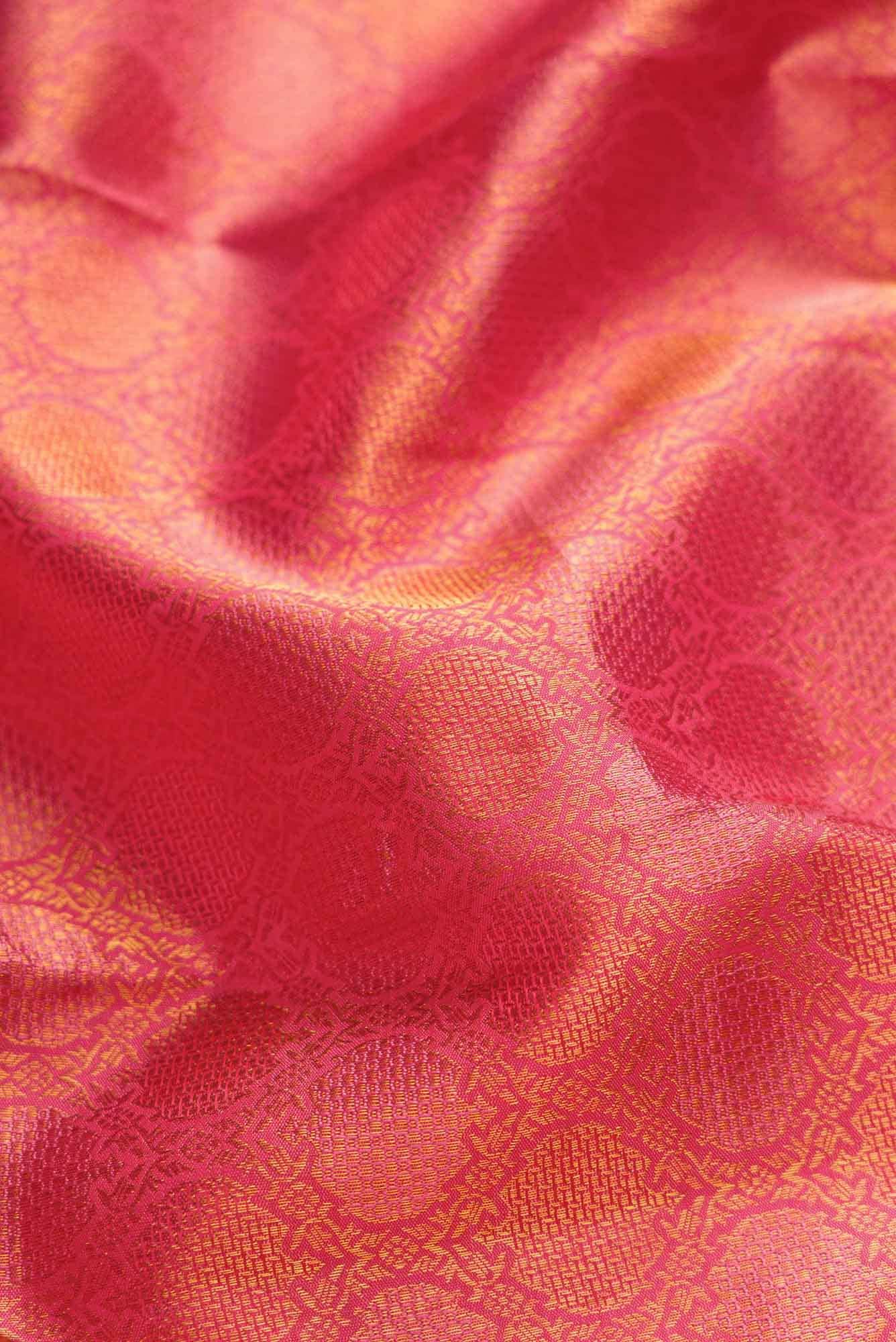 Pure Silk Pure Zari Peach Dual Tone Kanjivaram Saree - Image 3