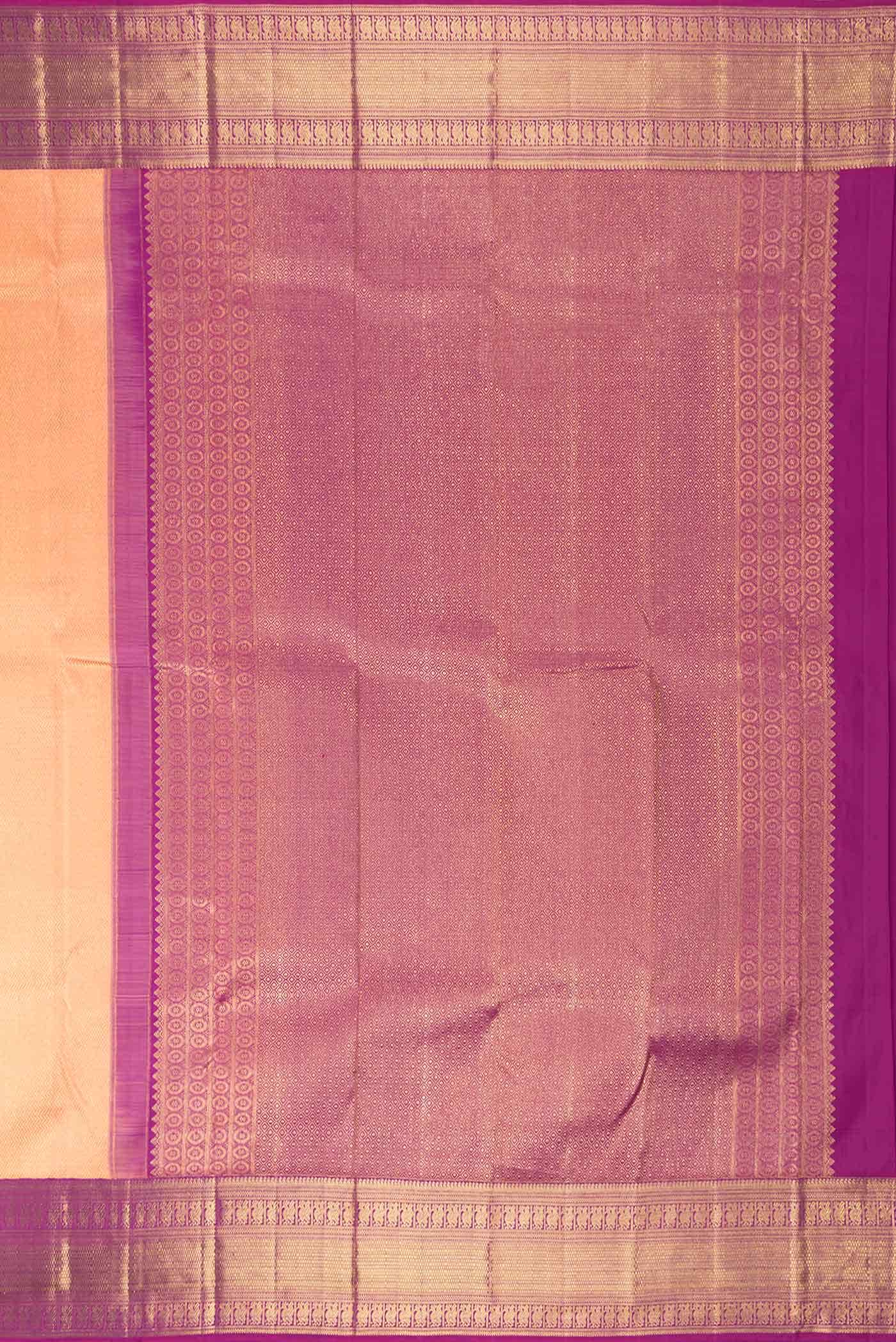 Peach Dual Tone Kanchipuram Silk Saree - Image 5