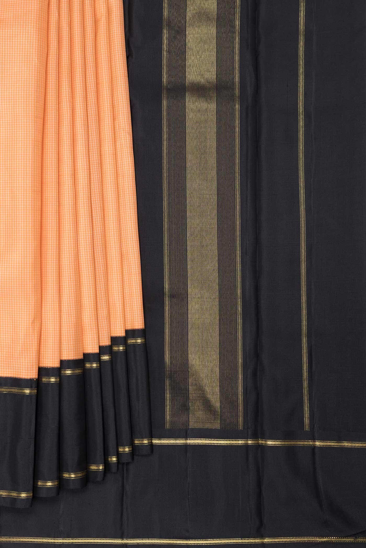 Pure Silk Pure Zari Peach Dual Tone Kanjivaram Saree - Image 2