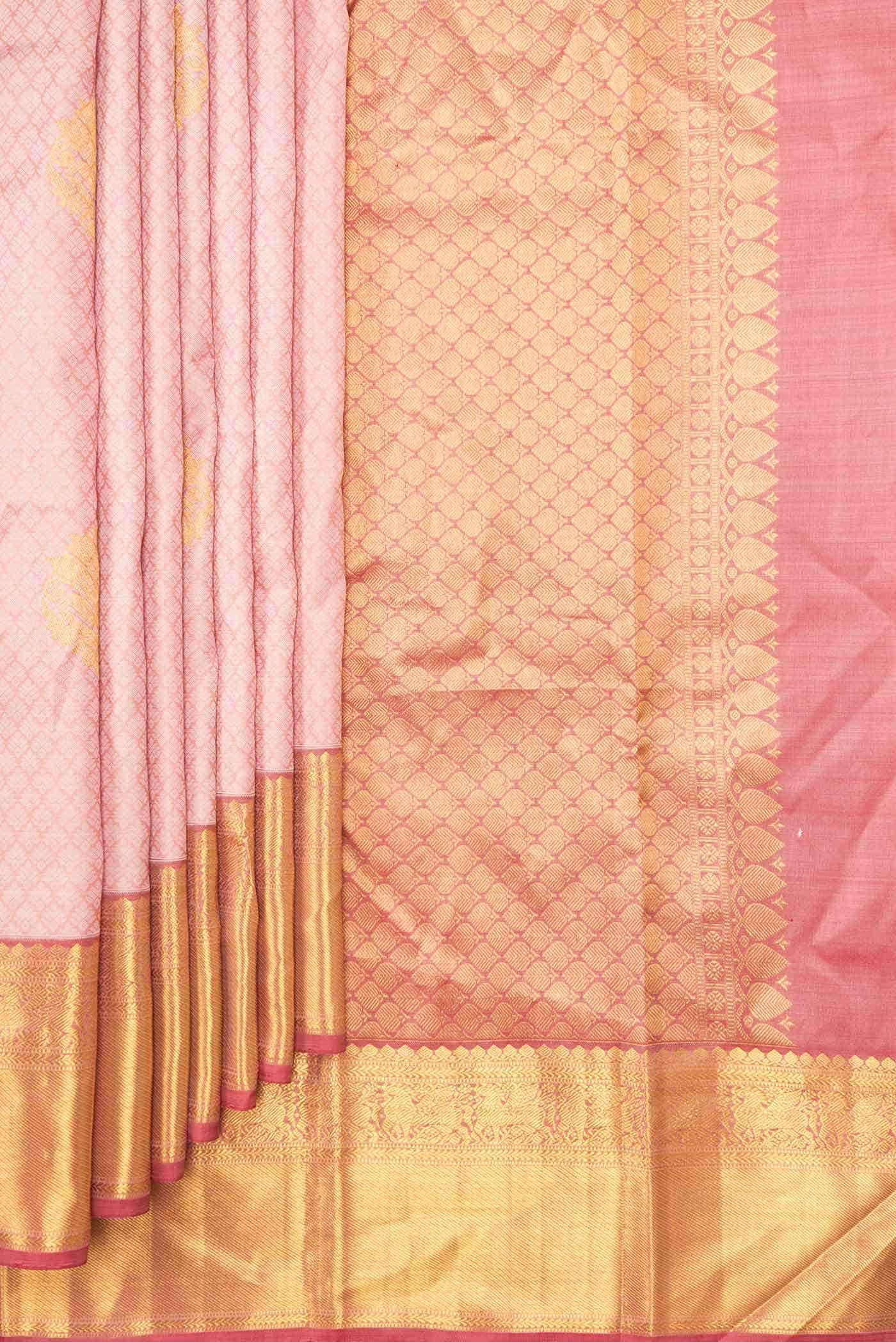 Peach Dual Tone Kanjivaram Silk Saree - Image 2