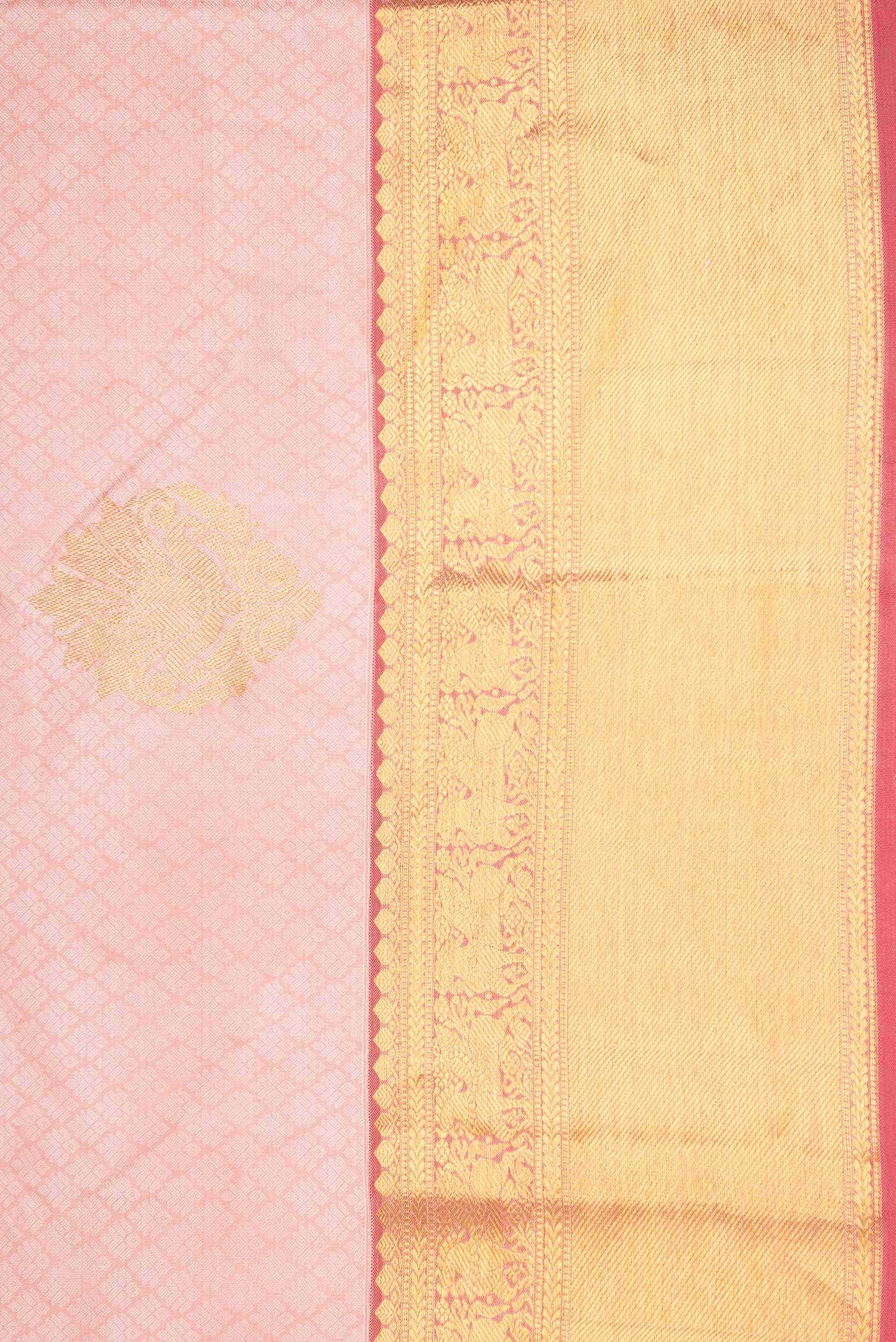 Peach Dual Tone Kanjivaram Silk Saree - Image 6