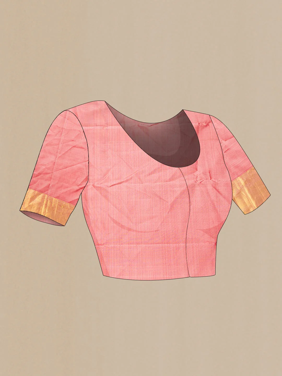 Peach Dual Tone Kanjivaram Silk Saree - Image 7