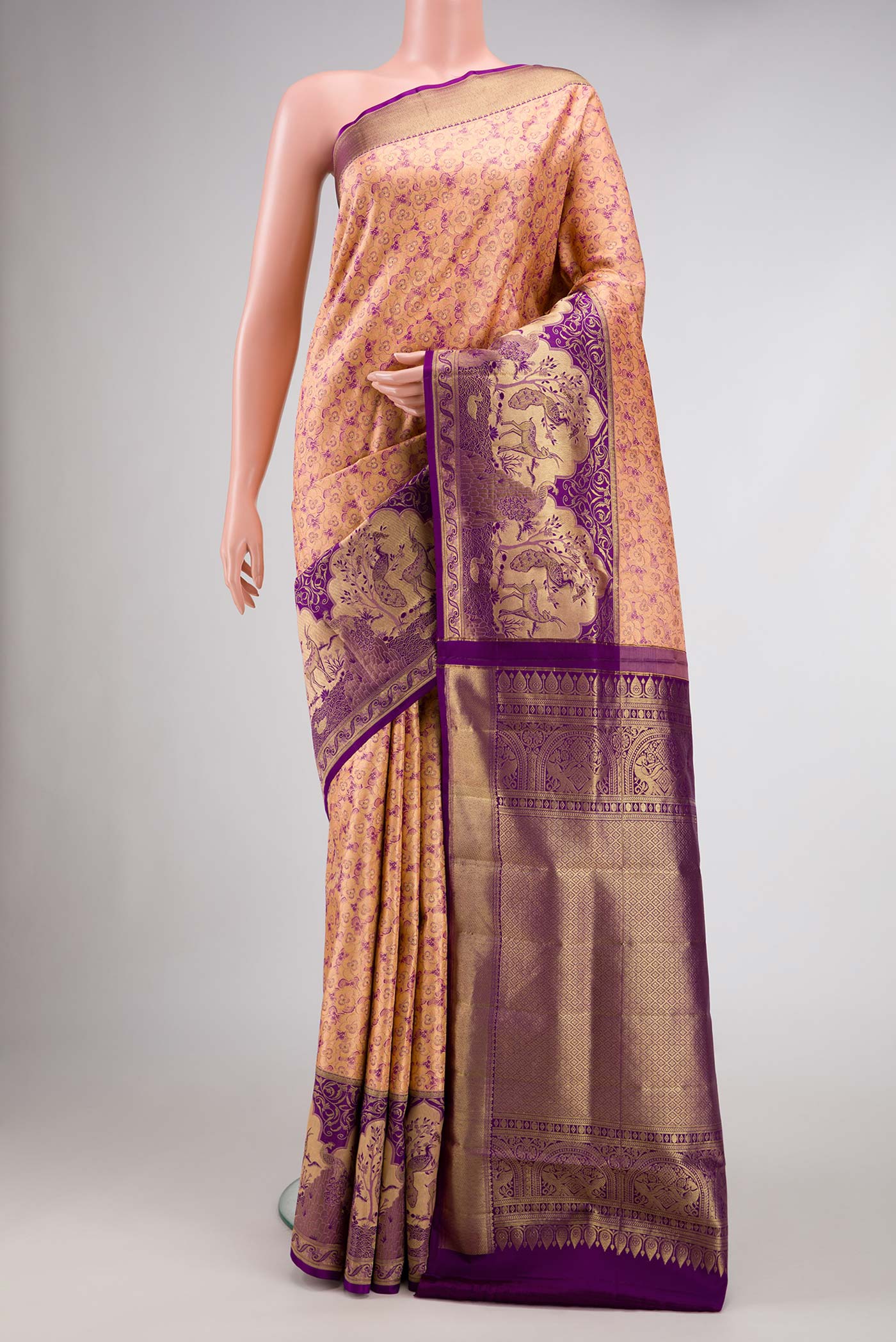 Peach Kanjivaram Silk Saree