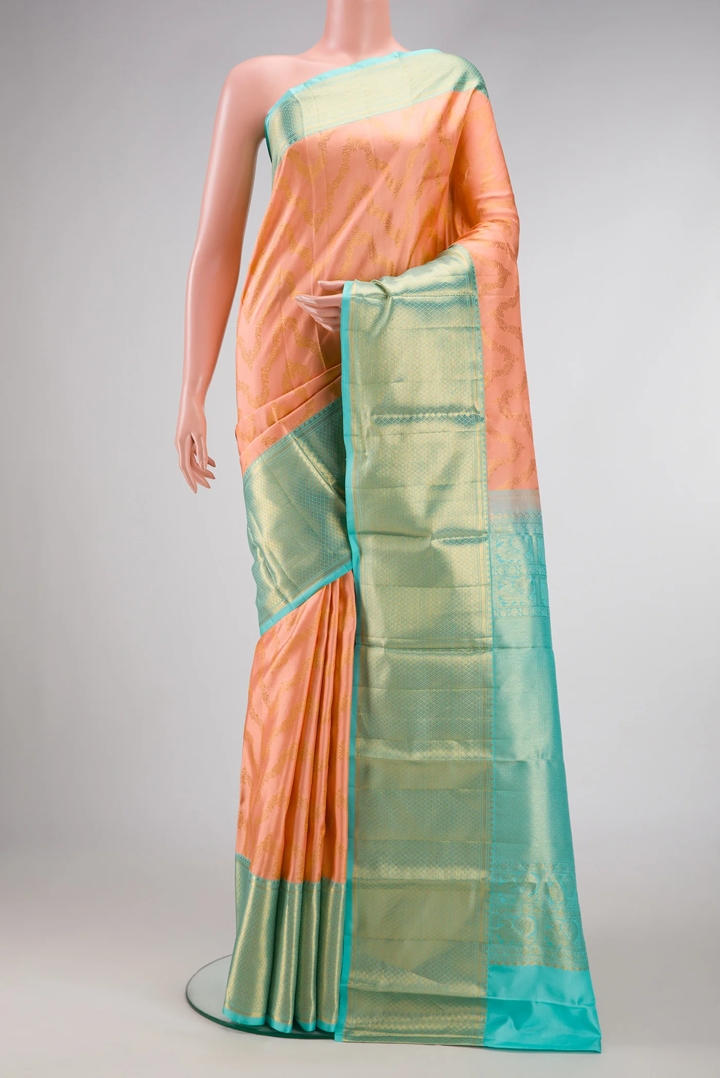 Peach Kanjivaram Silk Saree