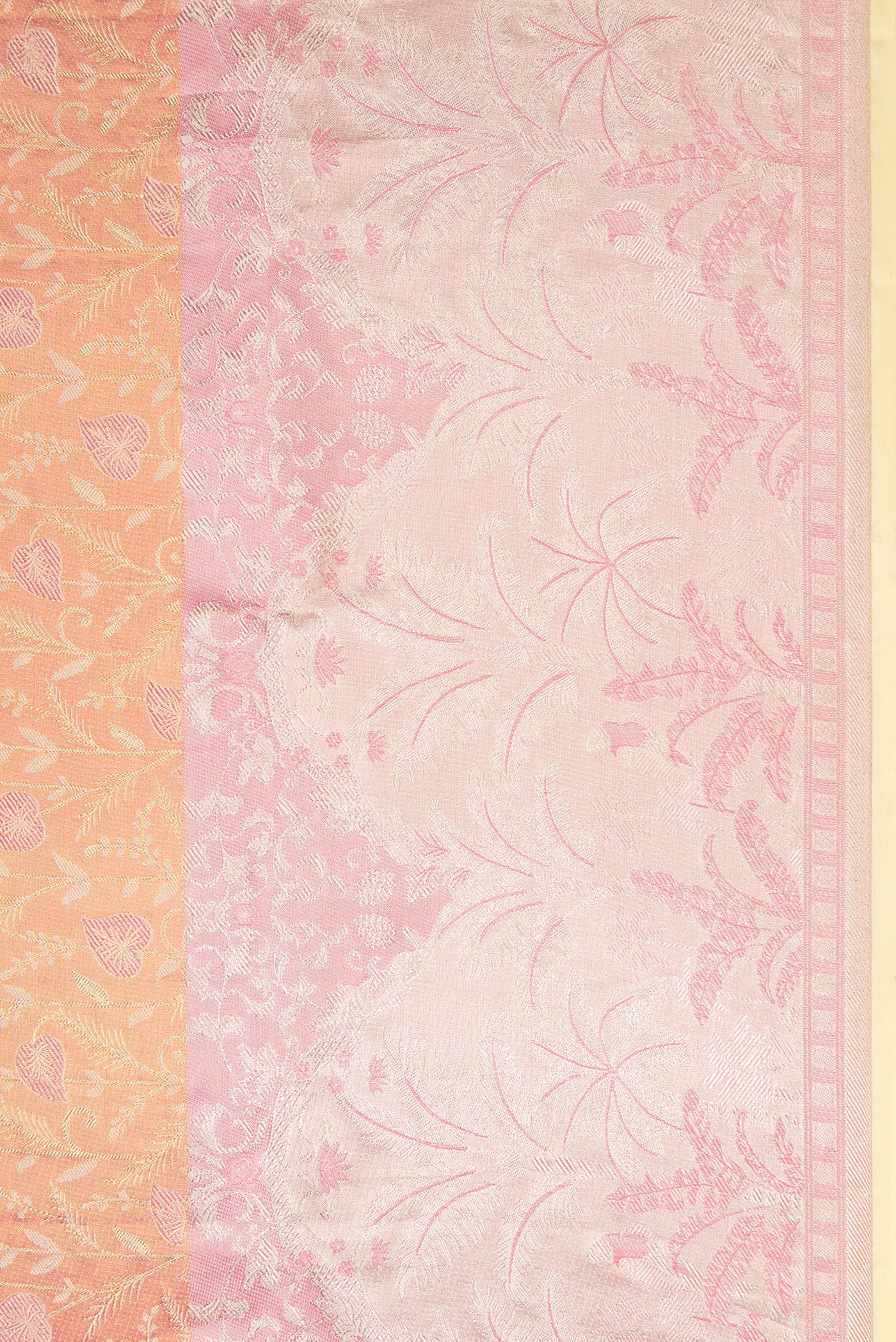 Peach Dual Tone Kanjivaram Tissue Silk Saree - Image 3