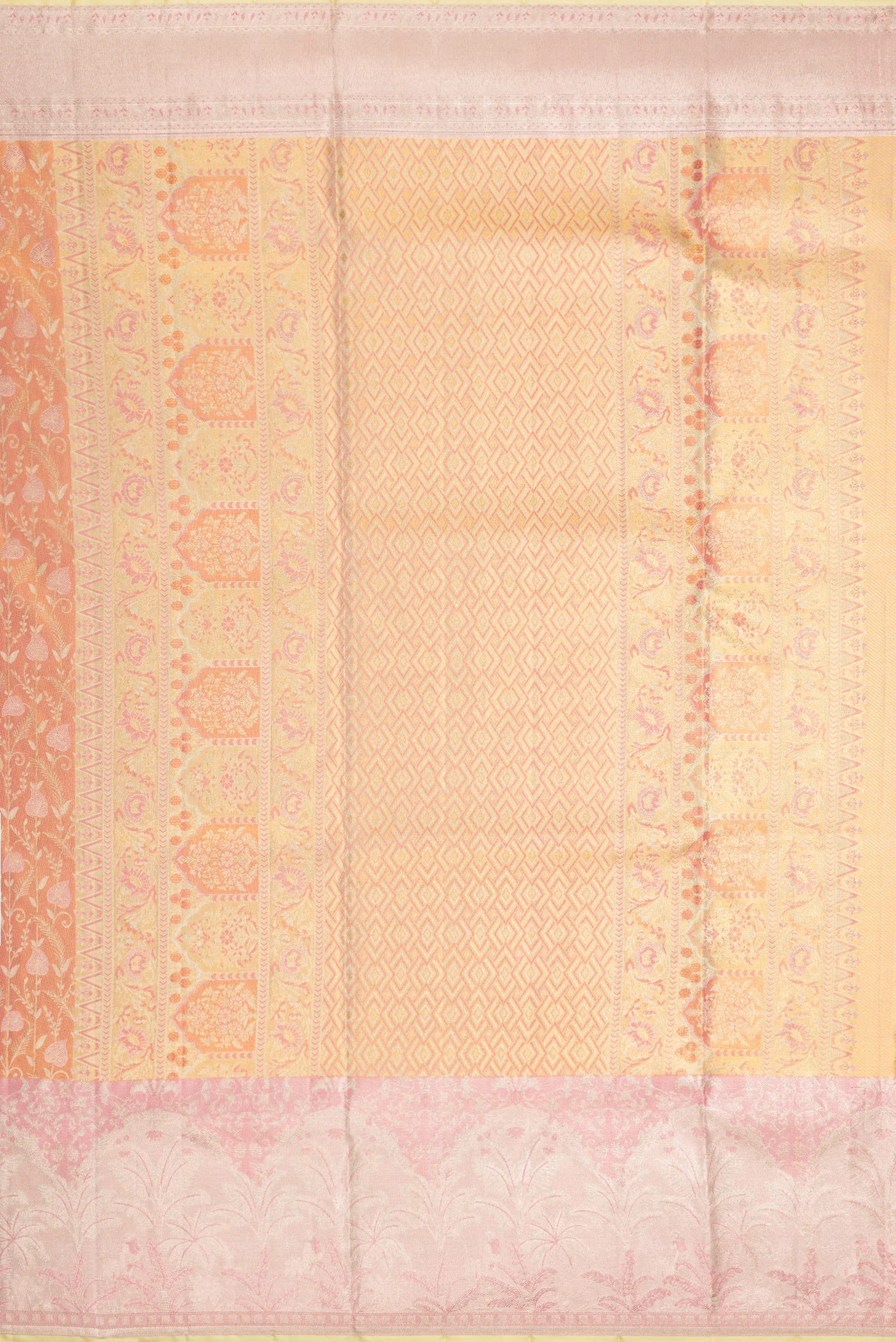 Peach Dual Tone Kanjivaram Tissue Silk Saree - Image 7