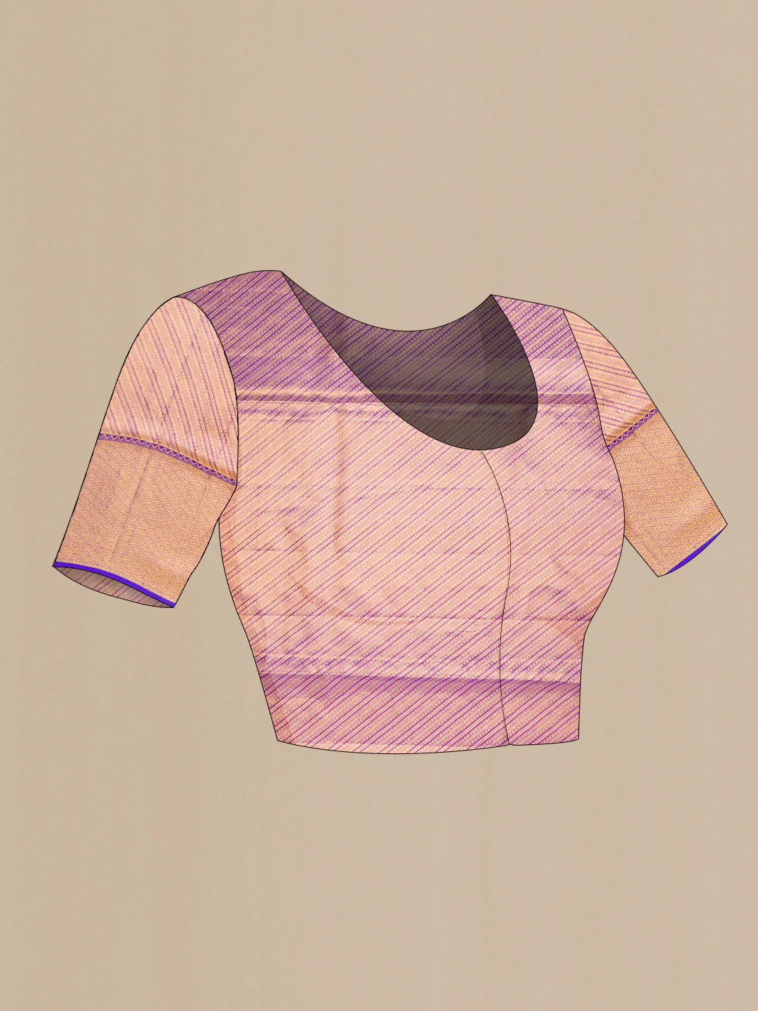 Peach Dual Tone Kanjivaram Tissue Silk Saree - Image 5