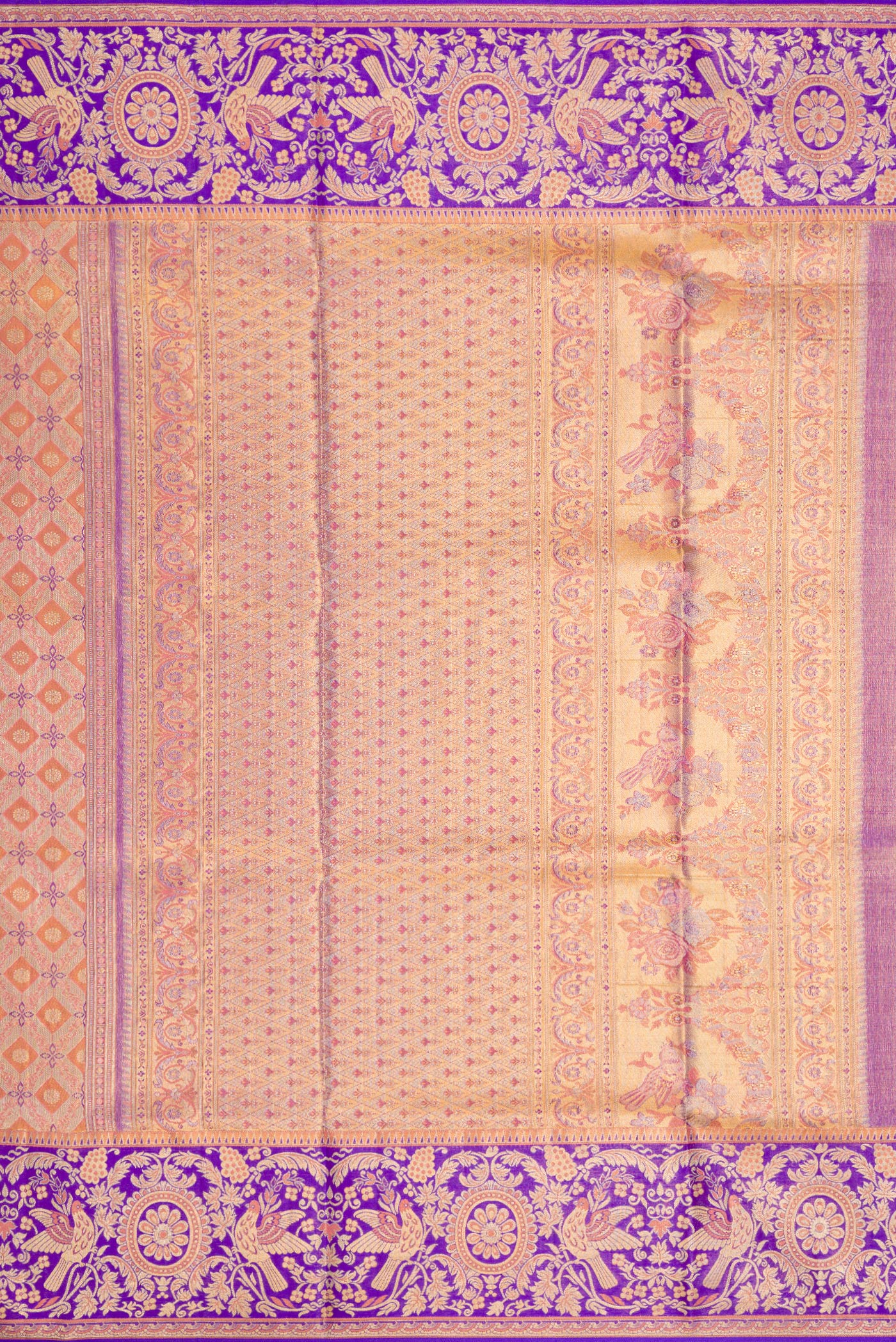 Peach Dual Tone Kanjivaram Tissue Silk Saree - Image 7