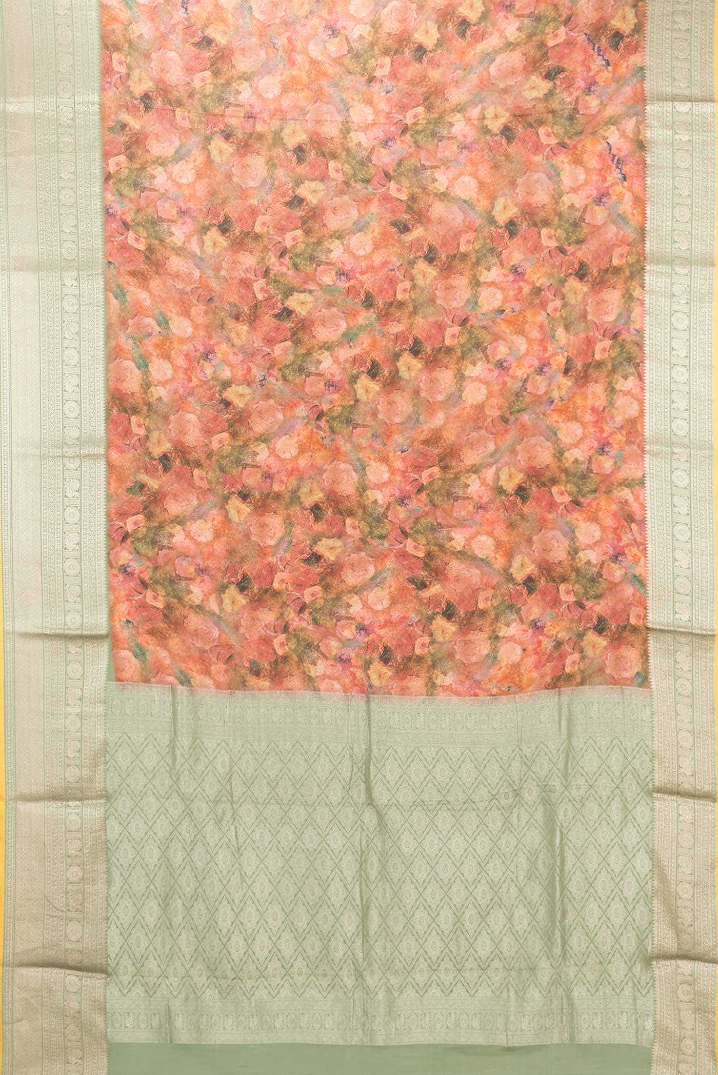 Peach Dual Tone Mysore Crepe Saree - Image 4