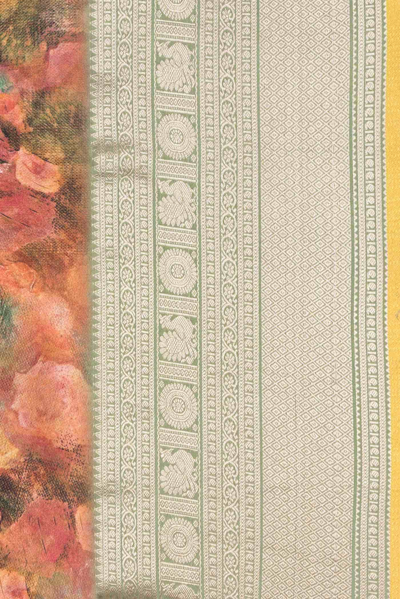Peach Dual Tone Mysore Crepe Saree - Image 5