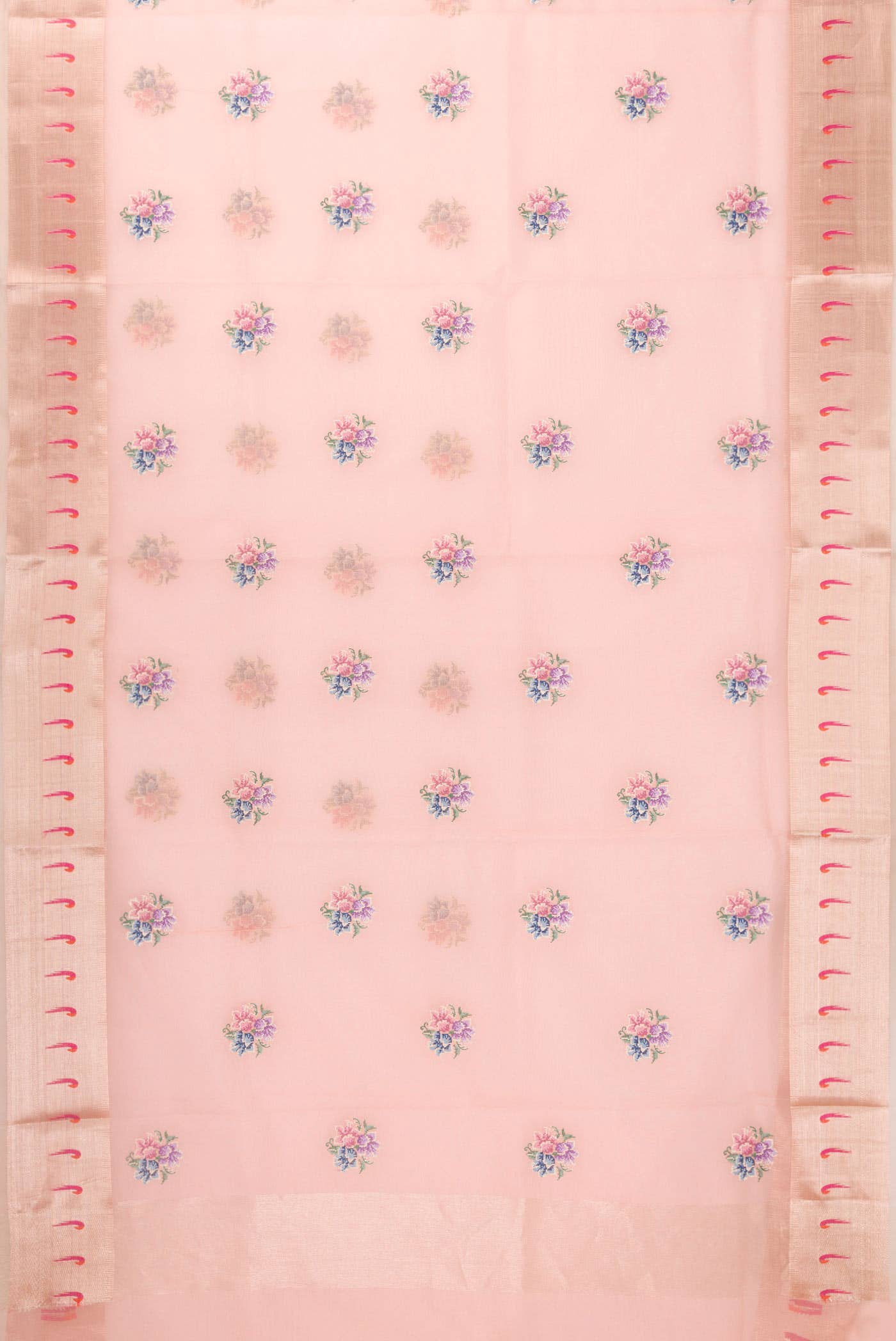 Peach Dual Tone Organza Silk Saree - Image 2