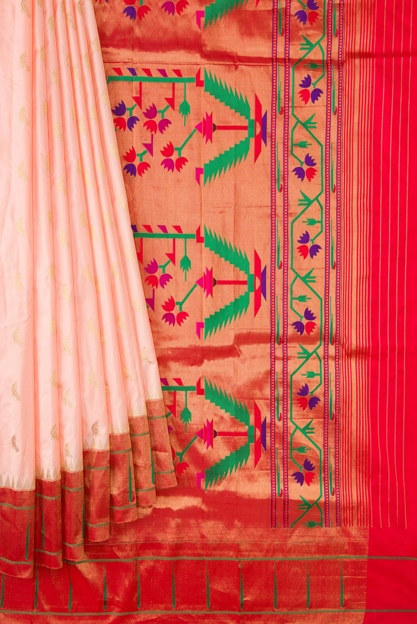 Peach Paithani Silk Saree - Image 4