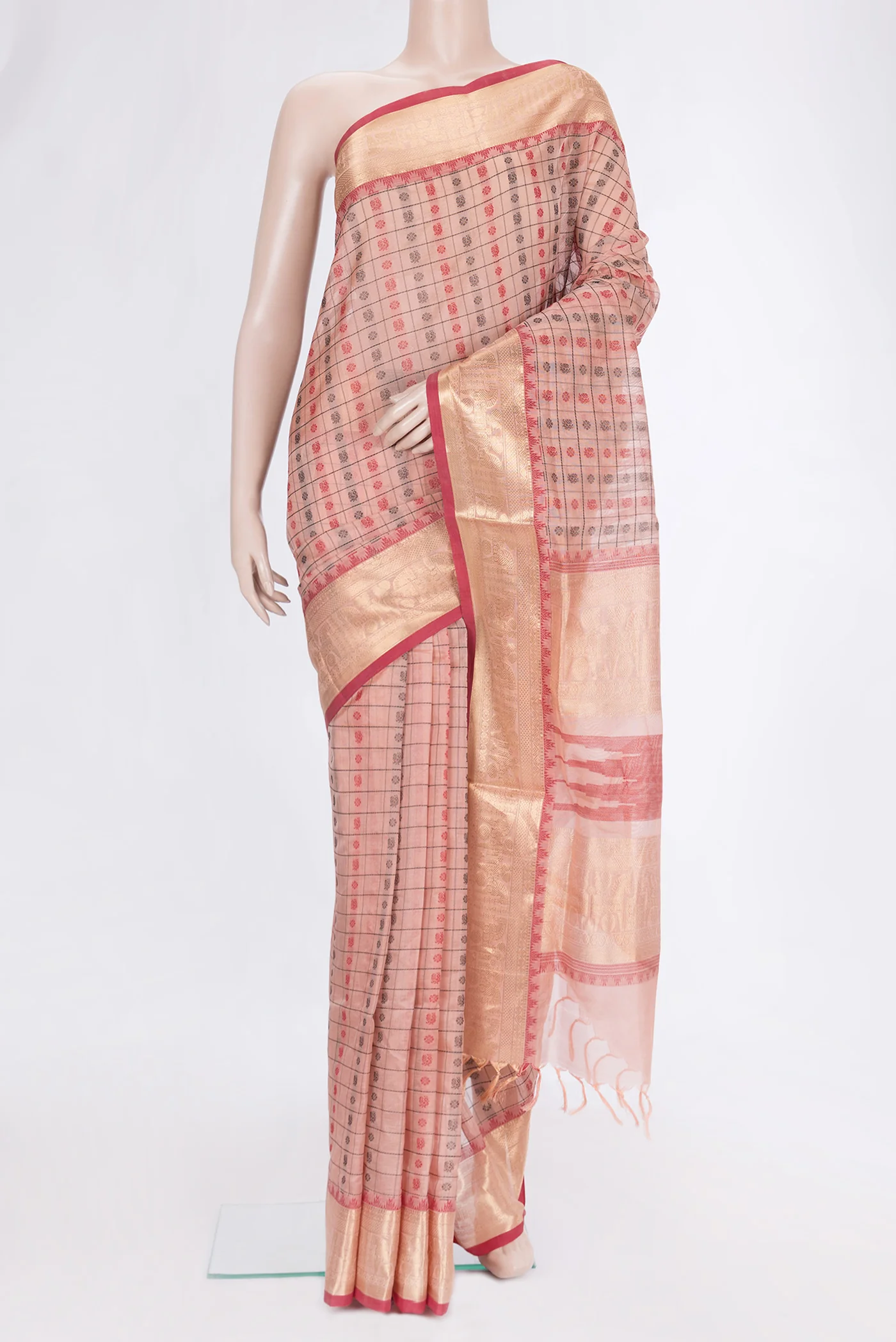 Peach Silk Cotton Saree