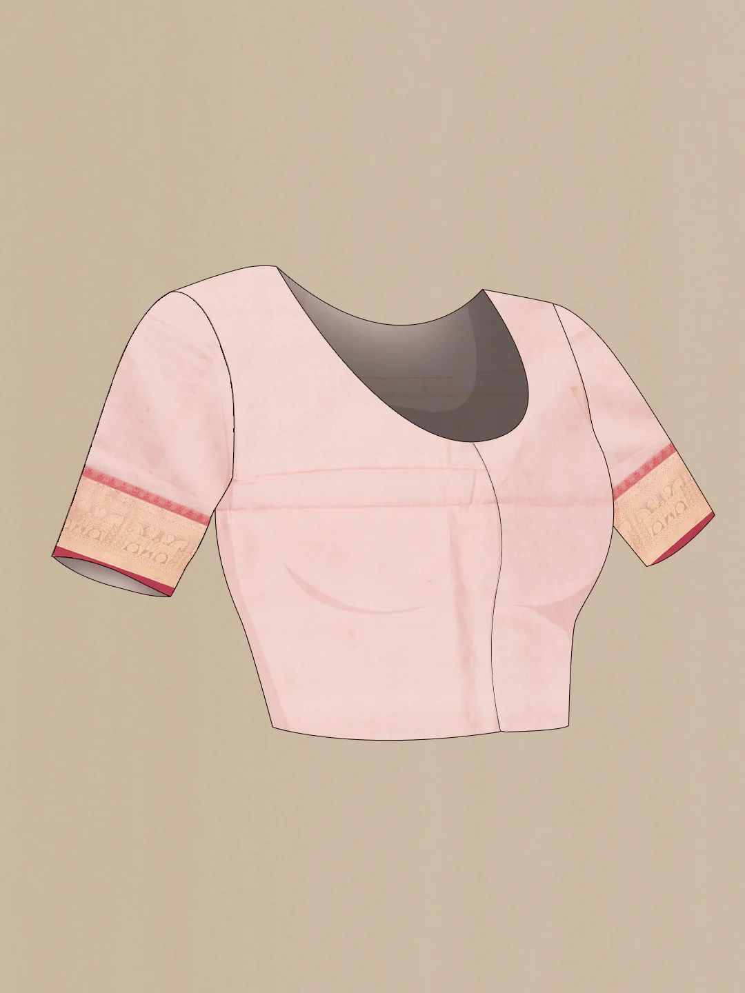 Peach Silk Cotton Saree - Image 4