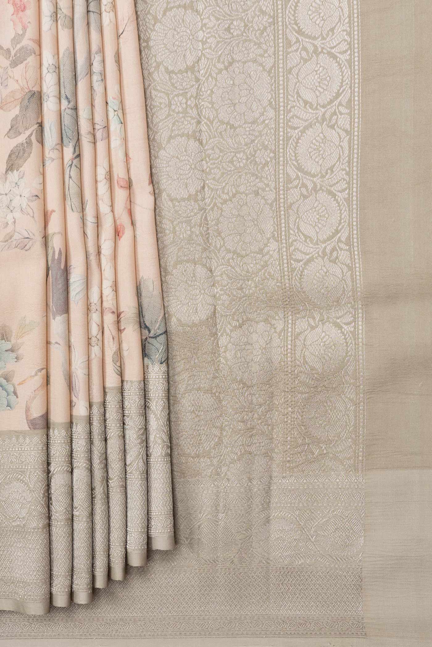 Peach Tussar Saree - Image 4