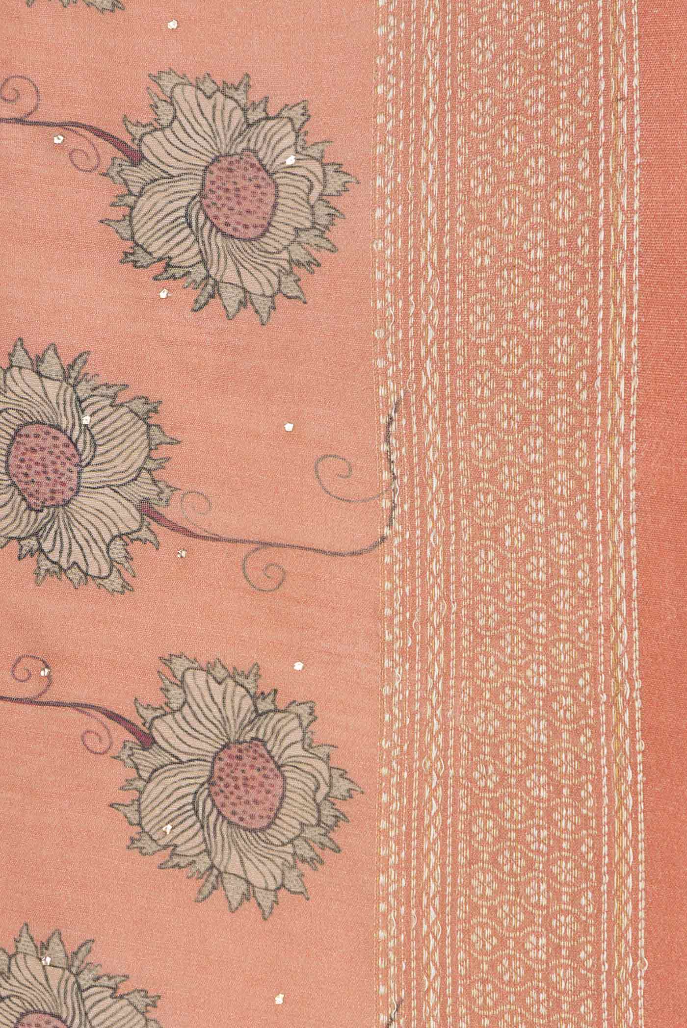 Peach Tussar Silk Saree - Image 3