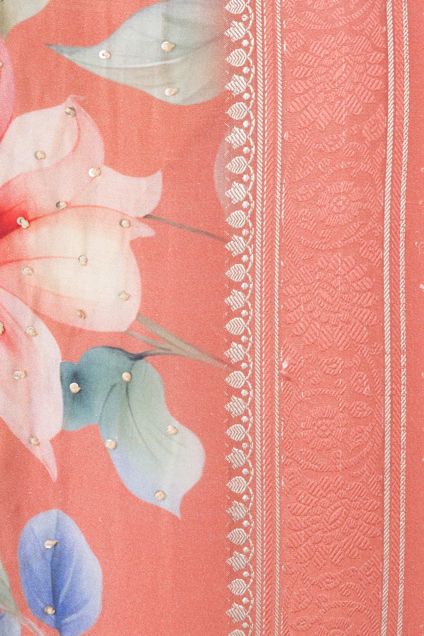Peach Dual Tone Tussar Silk Saree - Image 3