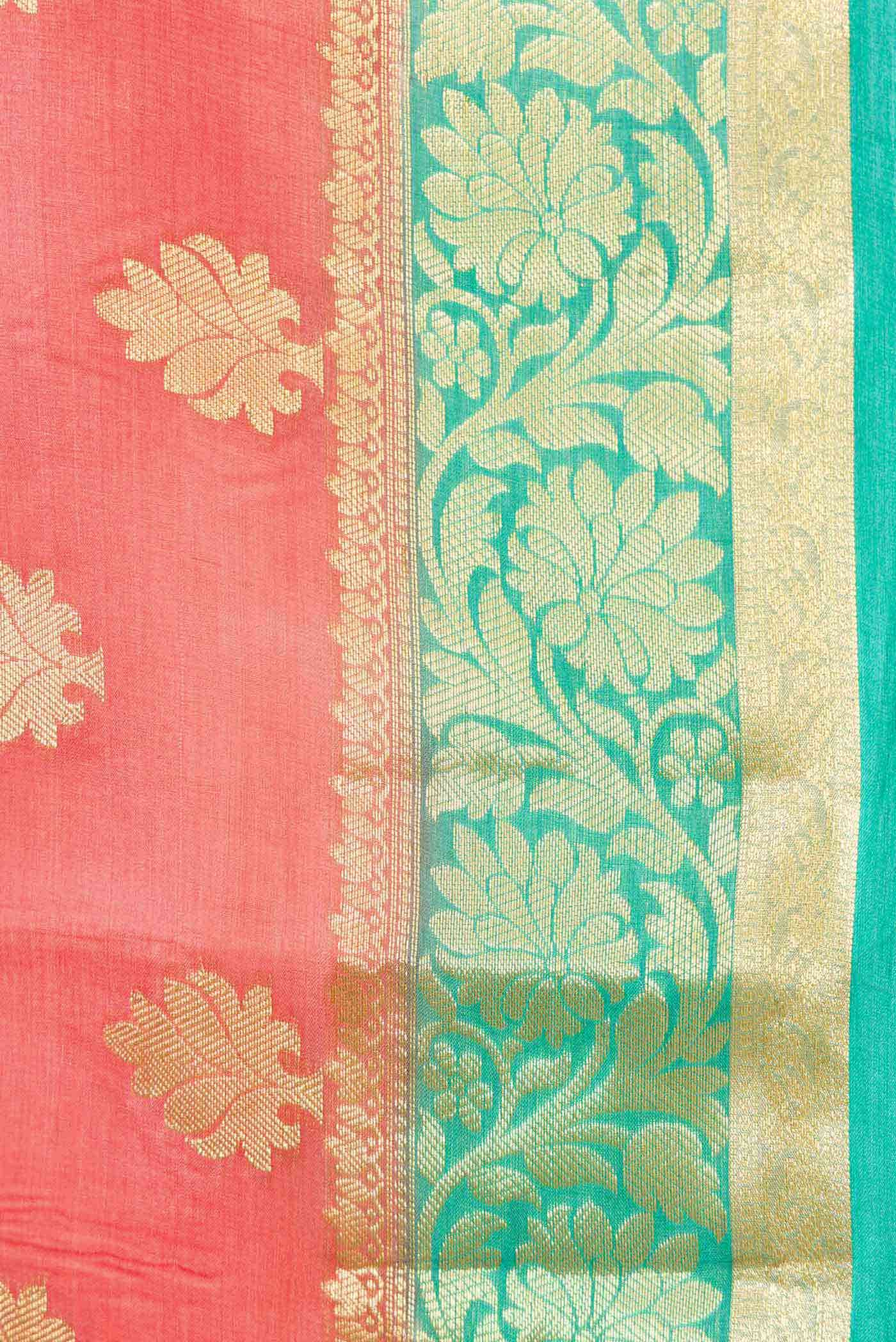 Peach Dual Tone Tussar Silk Saree - Image 3