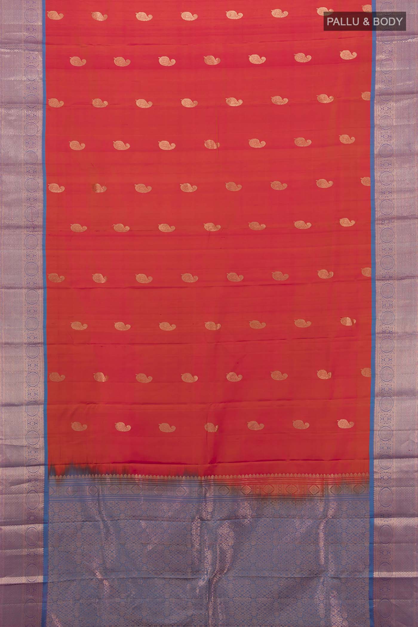 Red with Pink Color Kanchipuram Silk Saree - Image 5