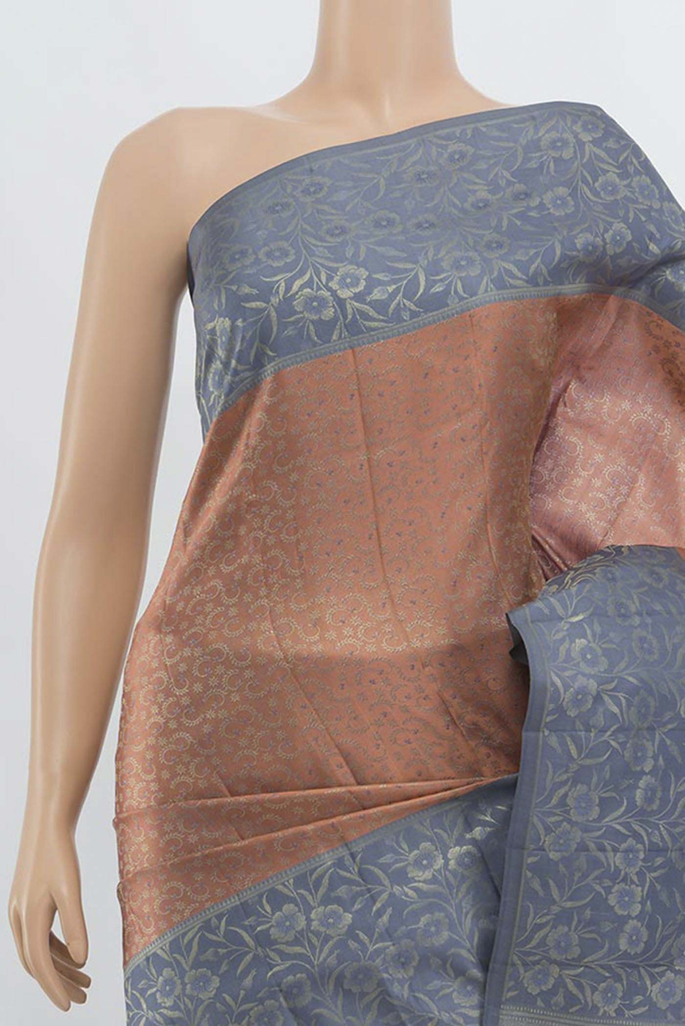 Peach Kanchipuram Silk Saree - Image 2