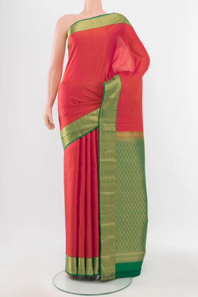 Orange with Pink Color Kanchipuram Silk Saree