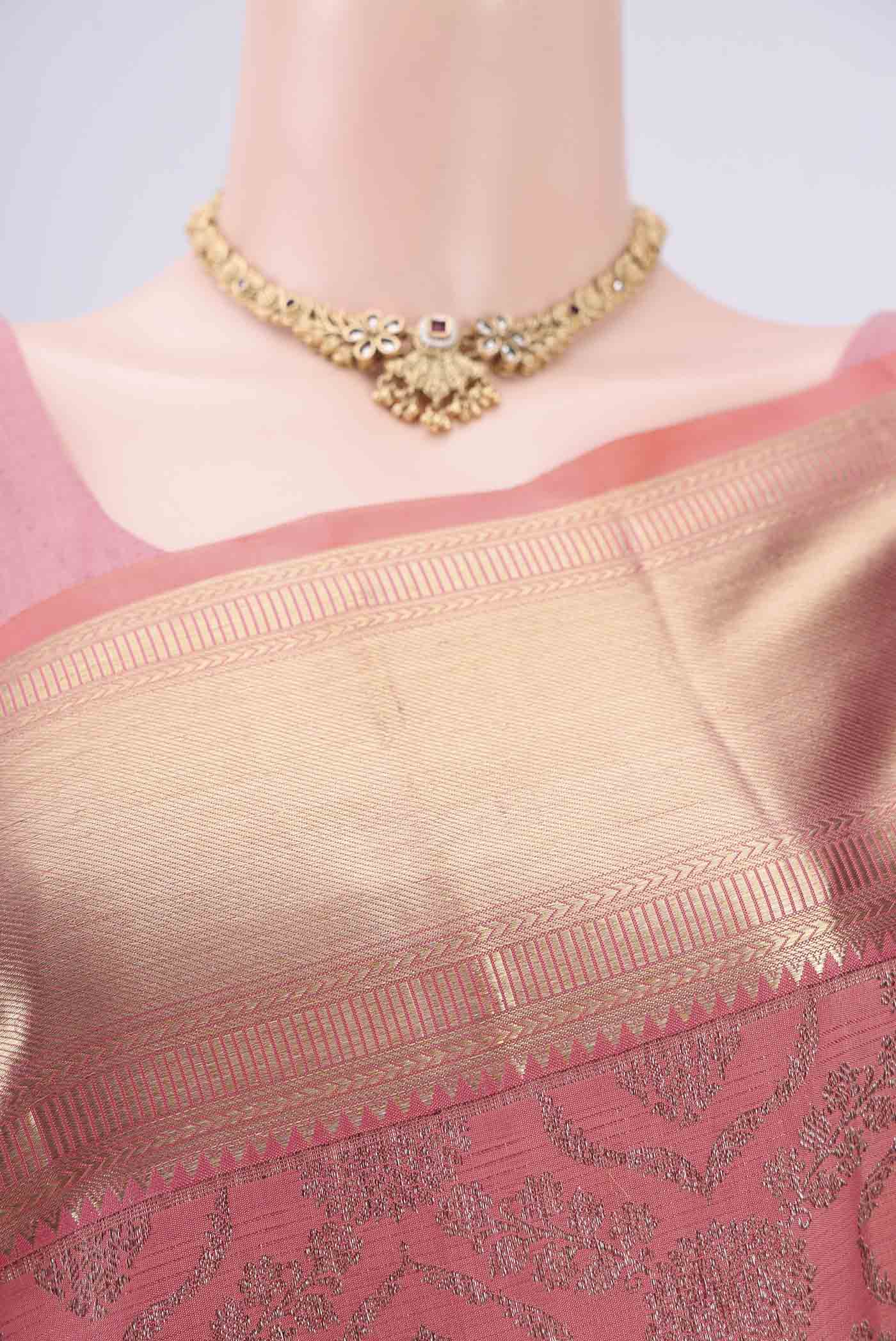 Peach Kanchipuram Silk Saree - Image 2