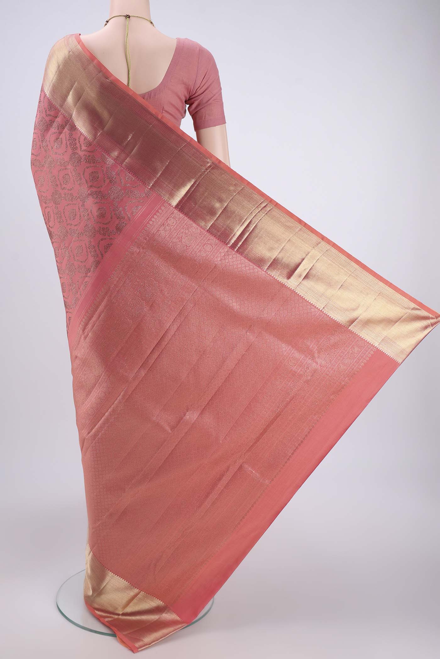 Peach Kanchipuram Silk Saree - Image 3
