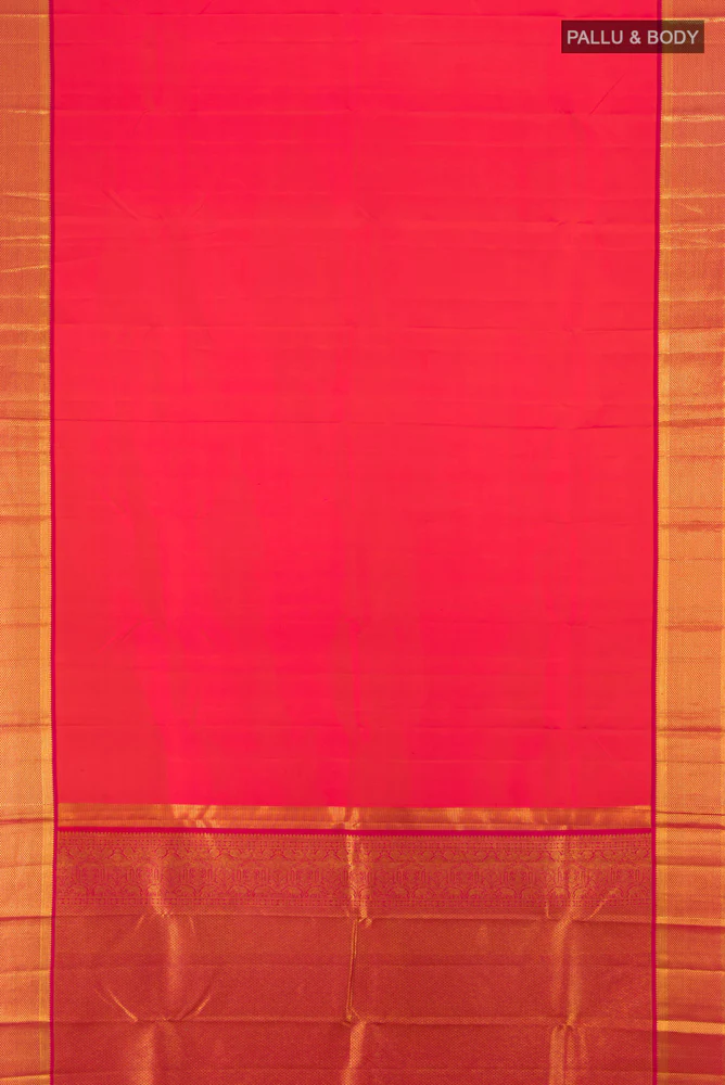 Pink with Orange Color Kanchipuram Silk Saree - Image 5