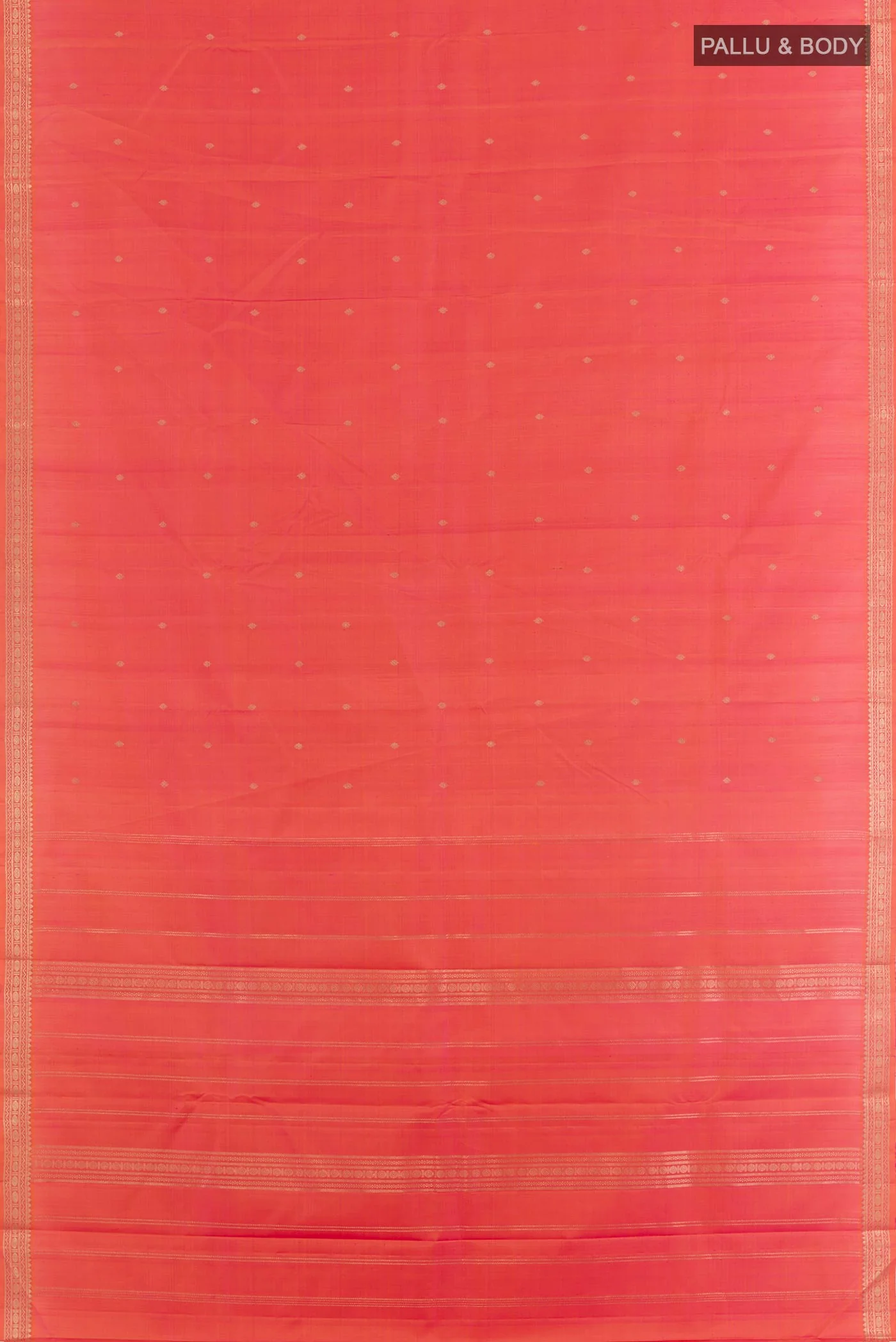 Pink with Orange Color Kanchipuram Silk Saree - Image 3