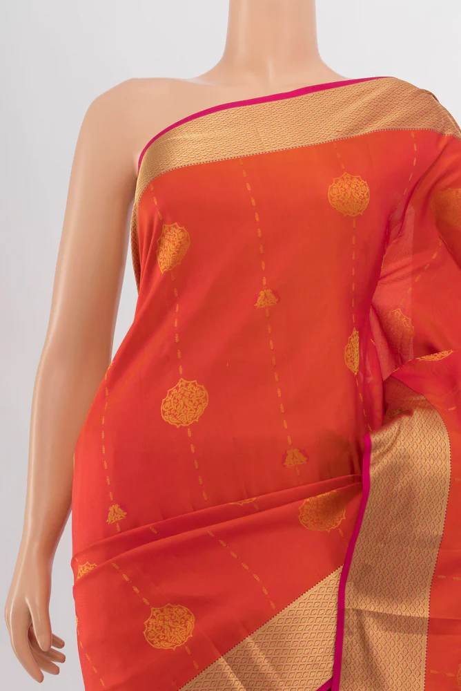 Orange Kanchipuram Silk Saree - Image 2