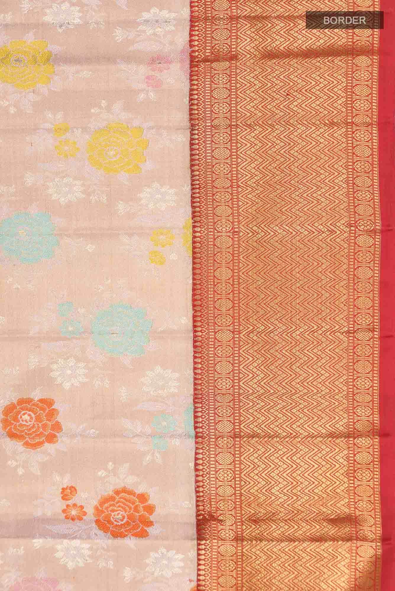 Peach Kanjivaram Tissue Silk Saree - Image 6