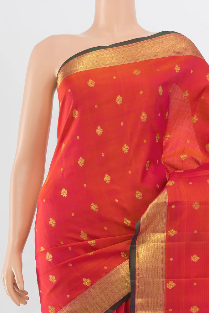 Orange Kanjivaram Silk Saree - Image 2