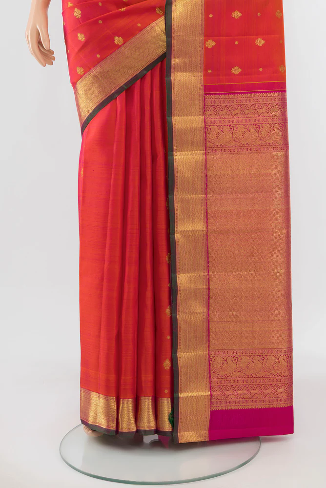 Orange Kanjivaram Silk Saree - Image 3