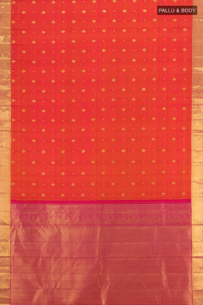 Orange Kanjivaram Silk Saree - Image 5