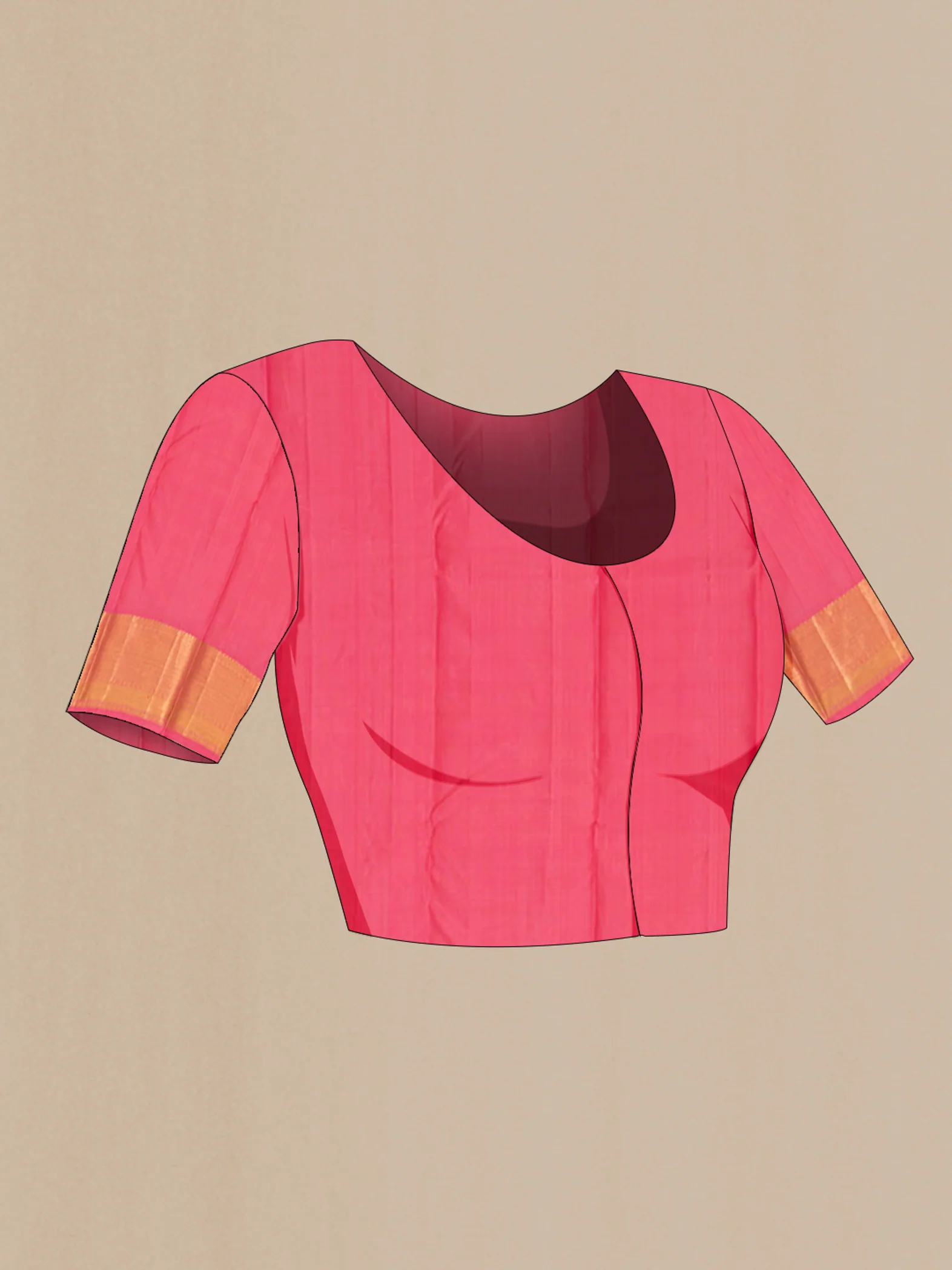 Coral Kanjivaram Silk Saree - Image 4