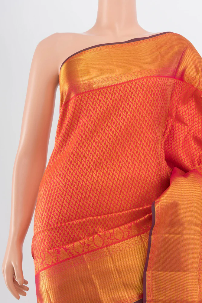 Orange Kanjivaram Silk Saree - Image 2