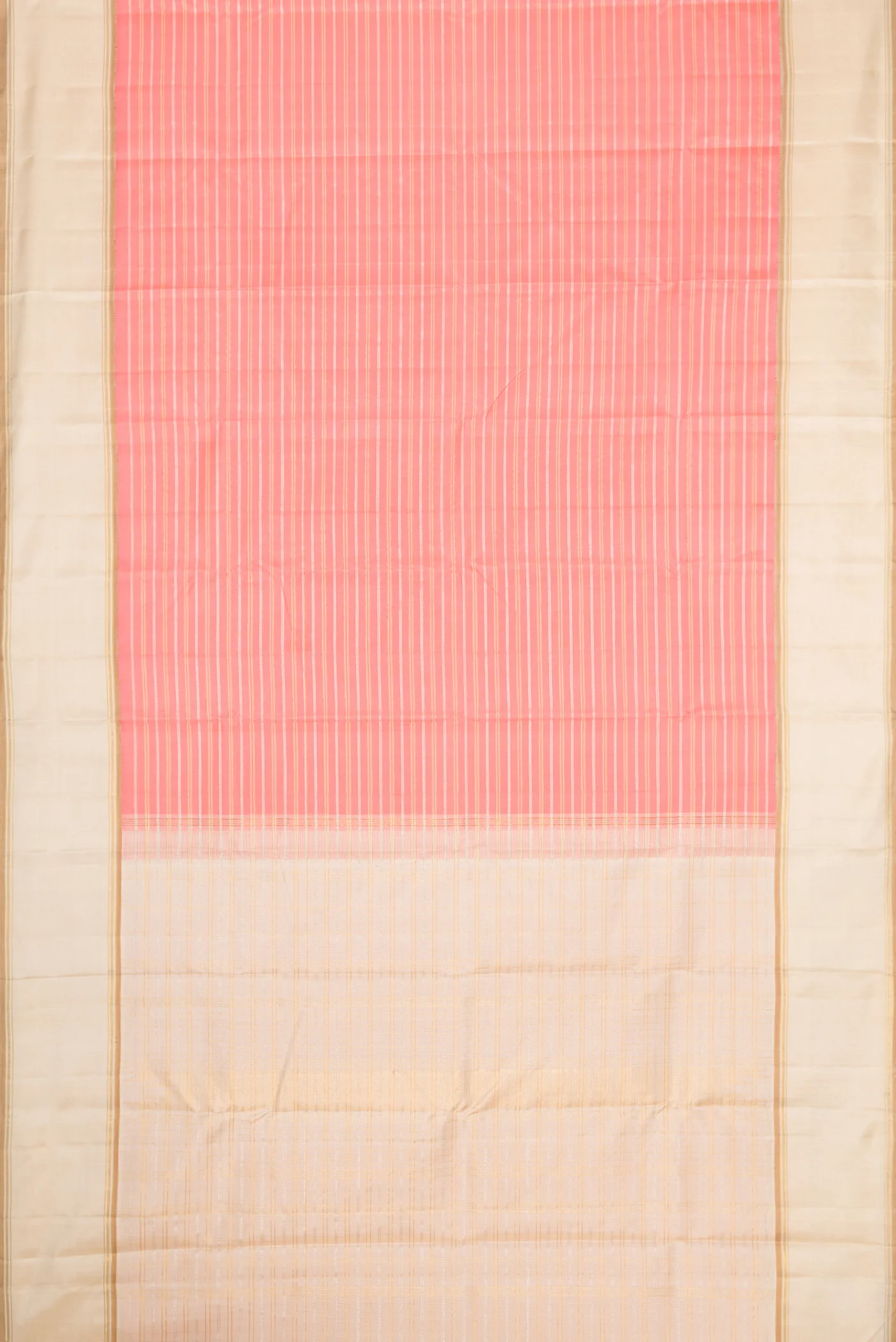 Pure Silk Pure Zari Peach Kanjivaram Saree - Image 6