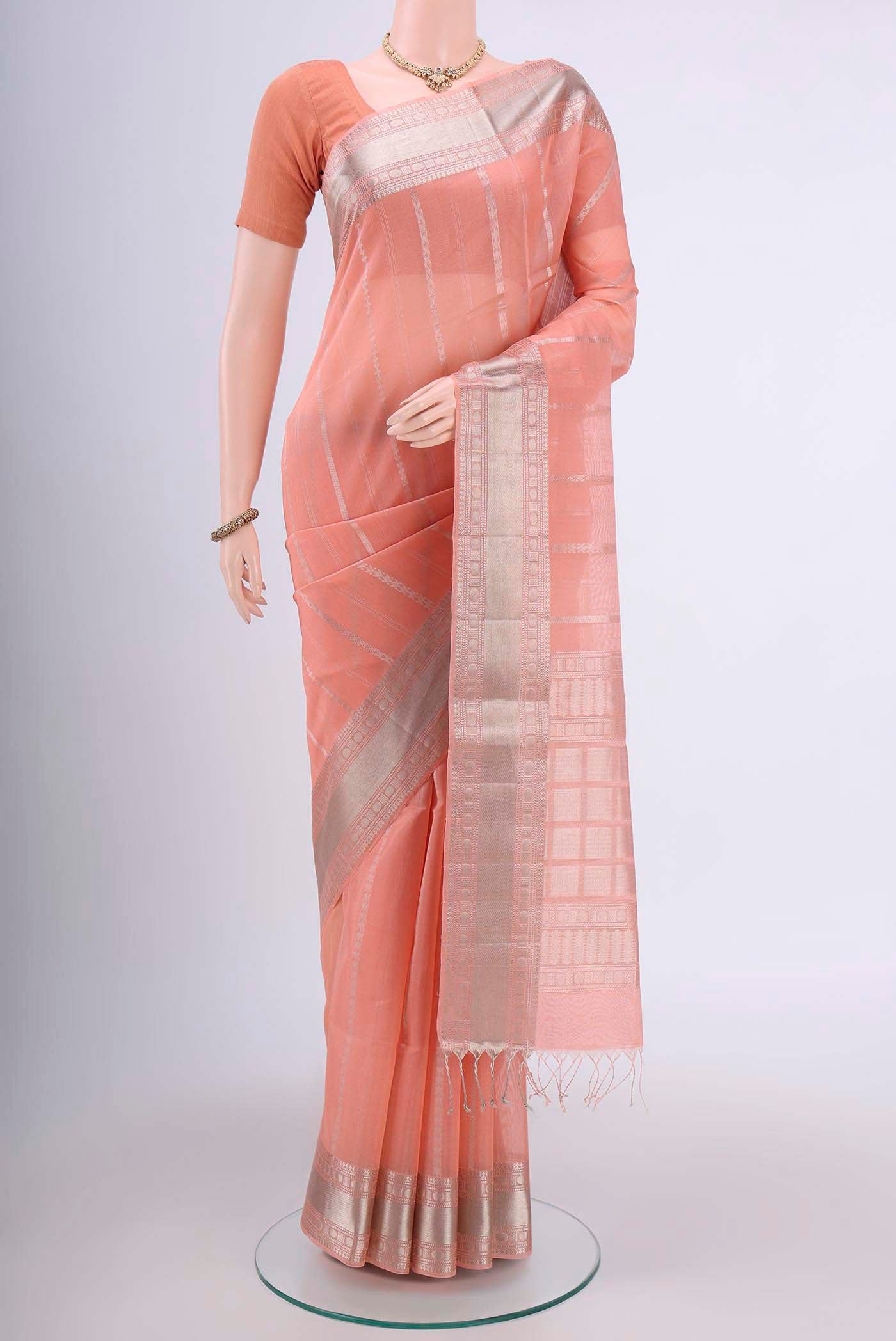 Peach Silk Cotton Saree