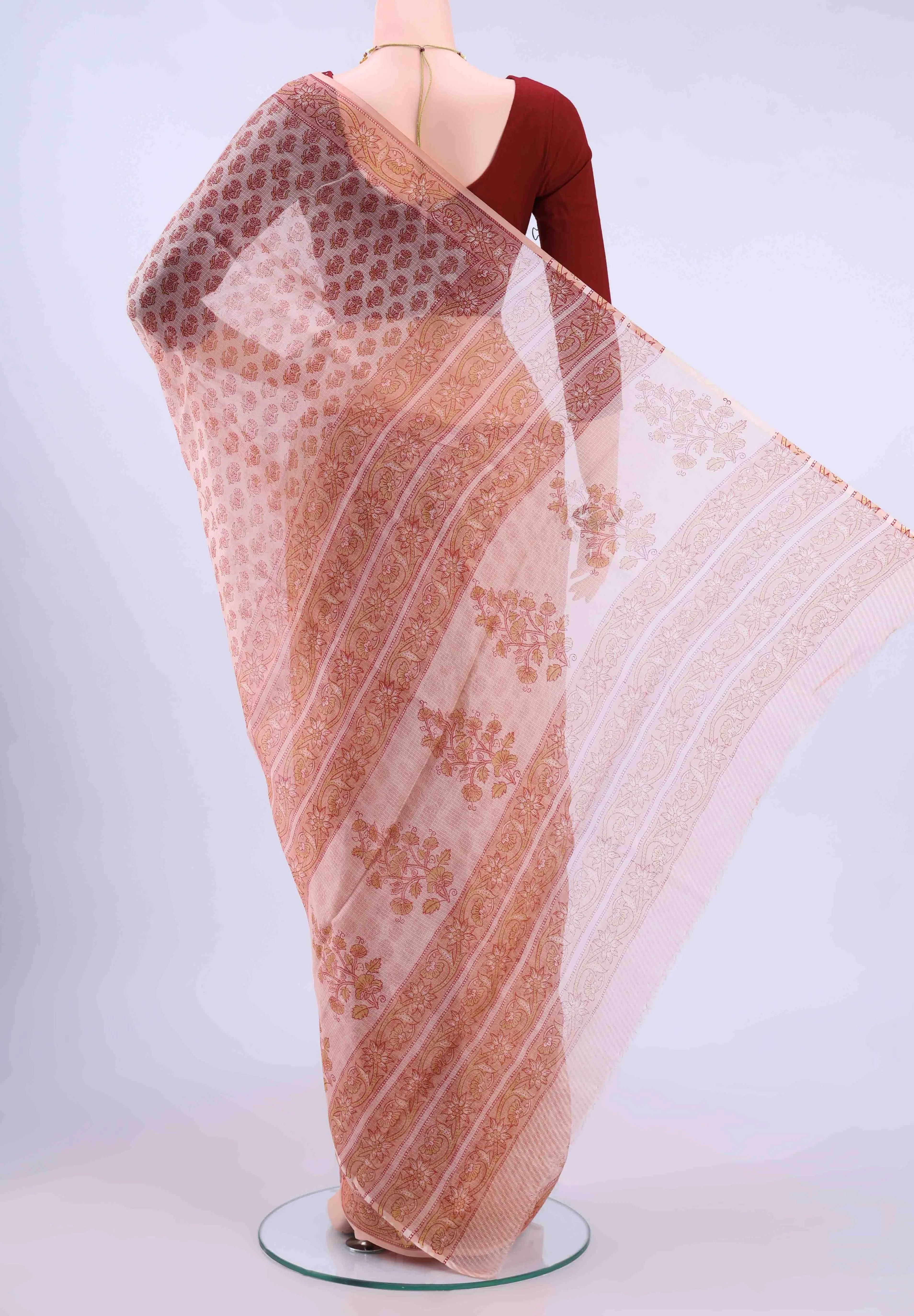 Peach Kota Silk Saree - Image 2