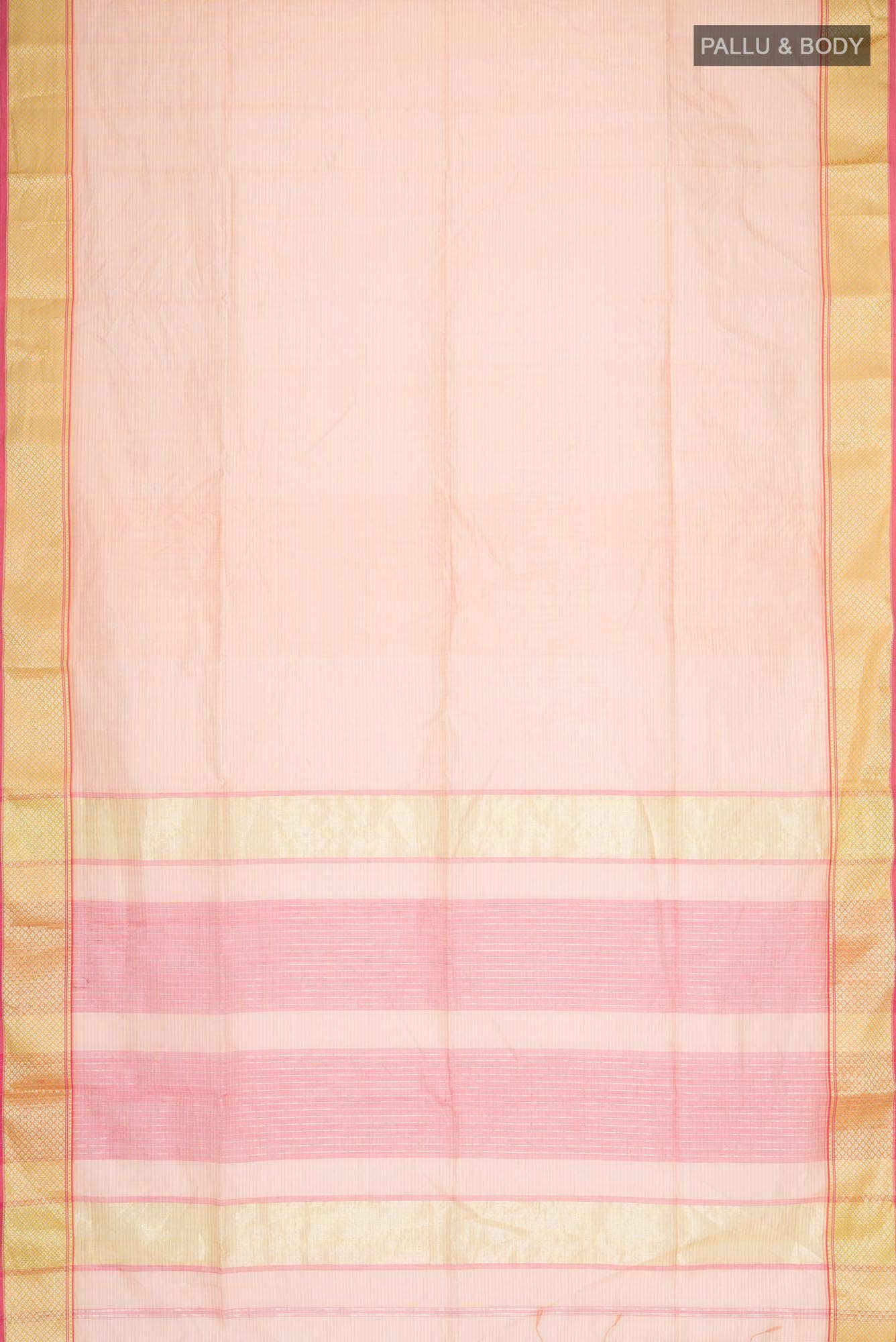 Peach Maheshwari Silk Cotton Saree - Image 2
