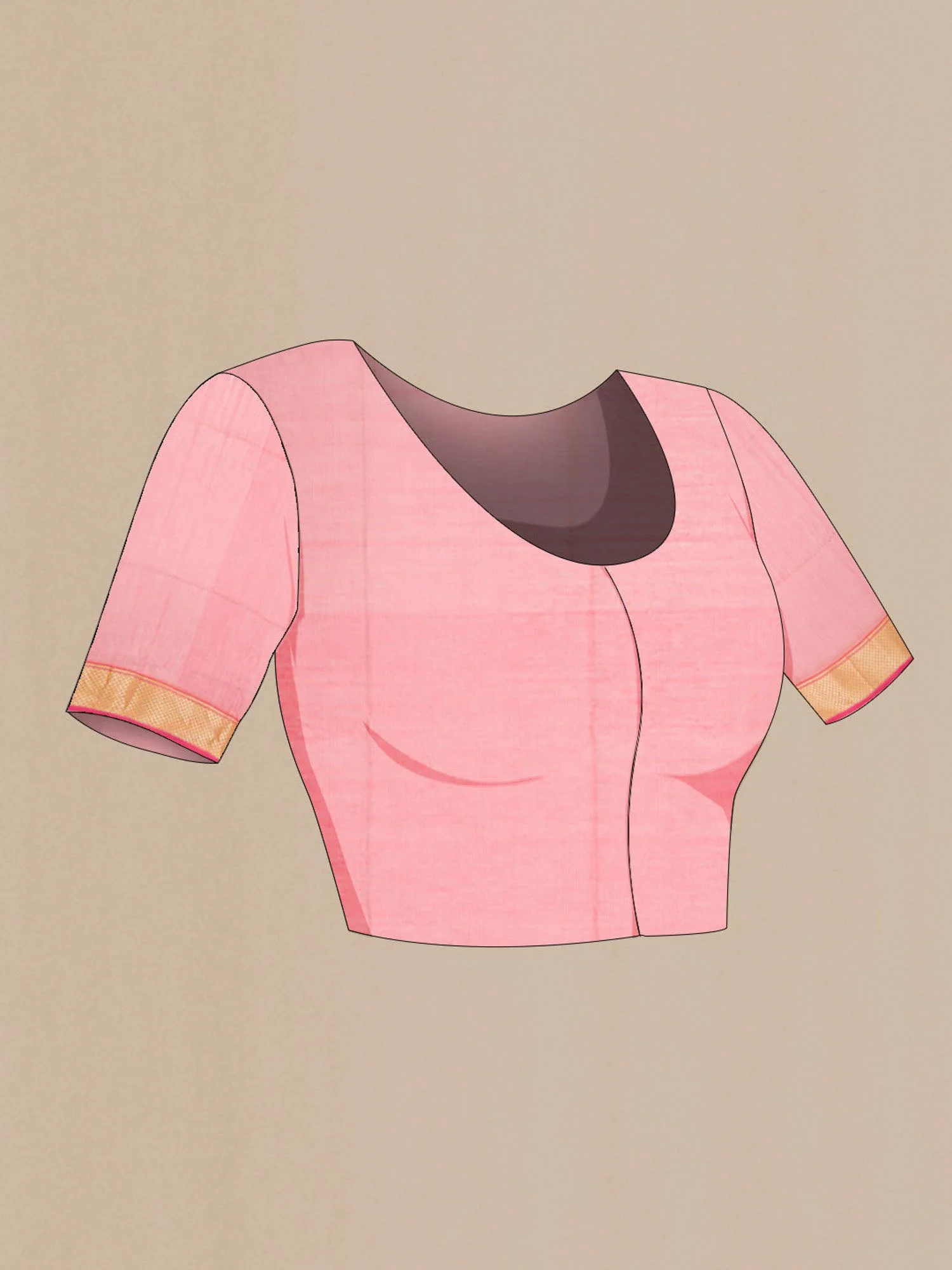 Peach Maheshwari Silk Cotton Saree - Image 3