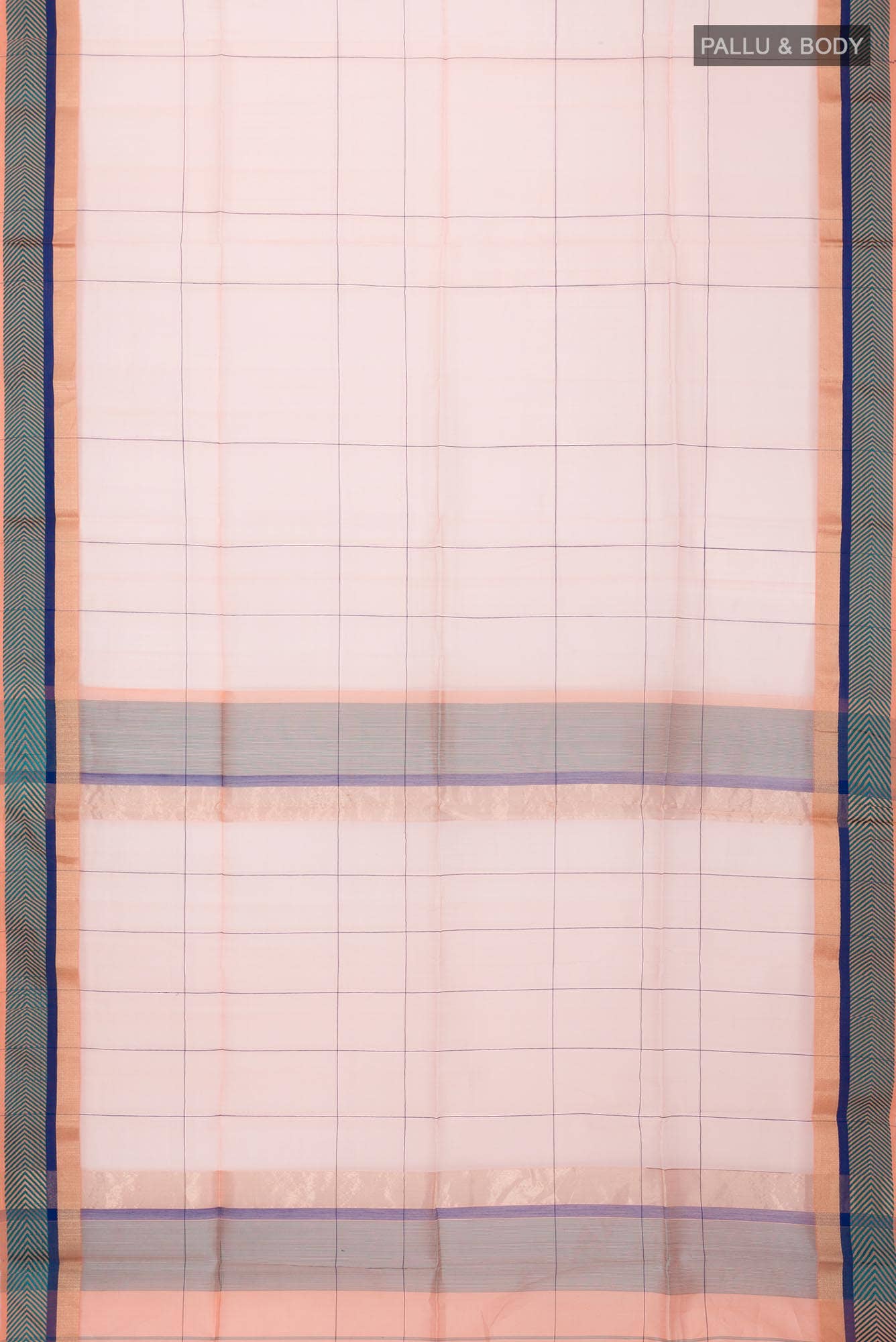 Peach Maheshwari Silk Cotton Saree - Image 2