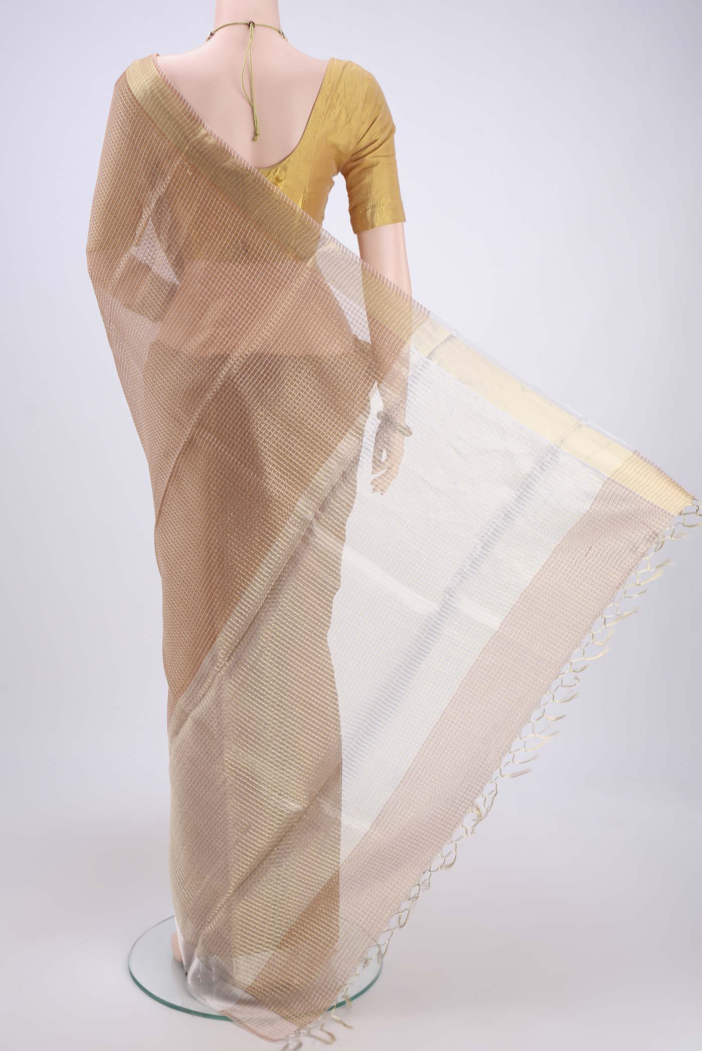 Peach MP Tussar Saree - Image 3