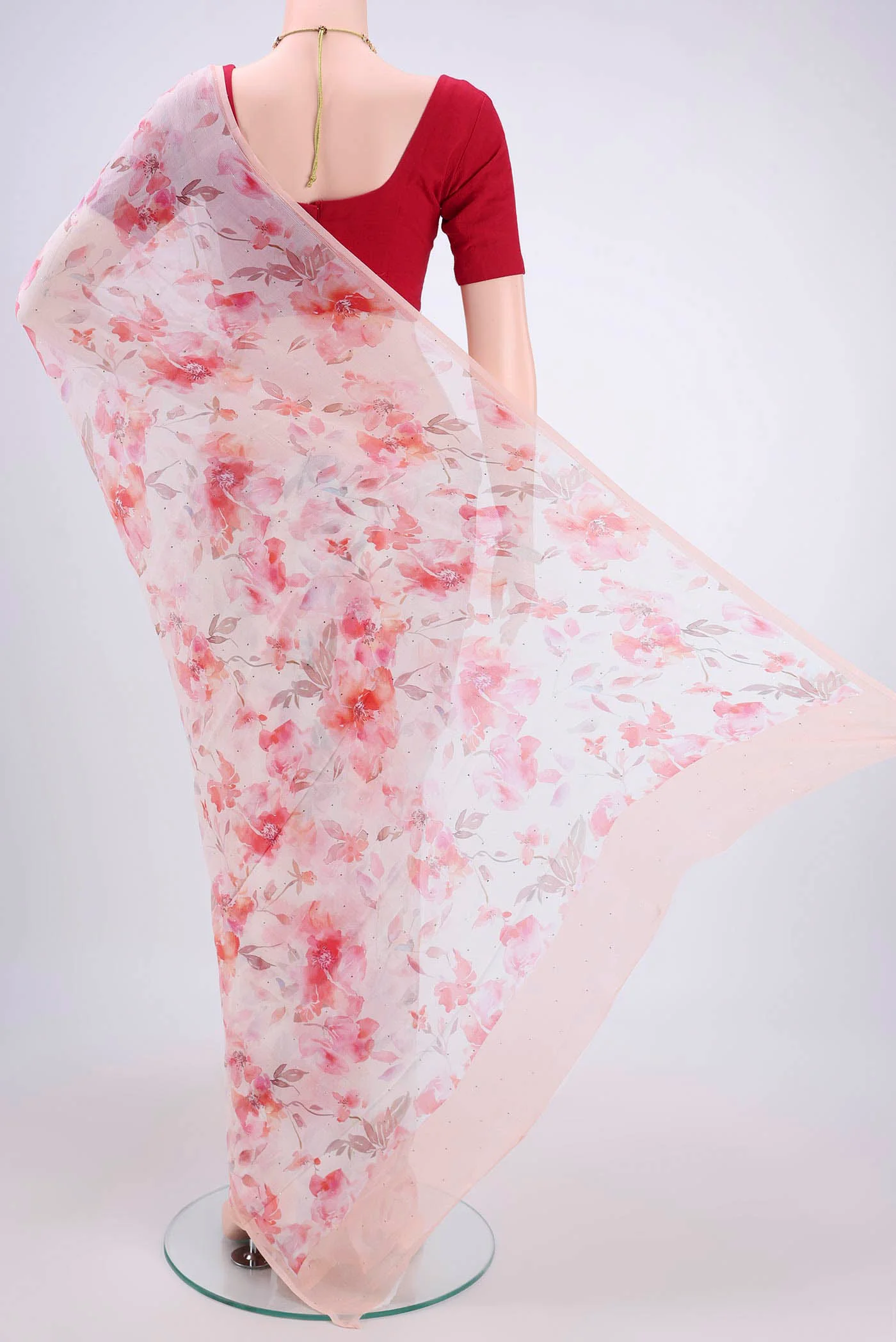 Off White Mysore Chiffon Saree - Image 3
