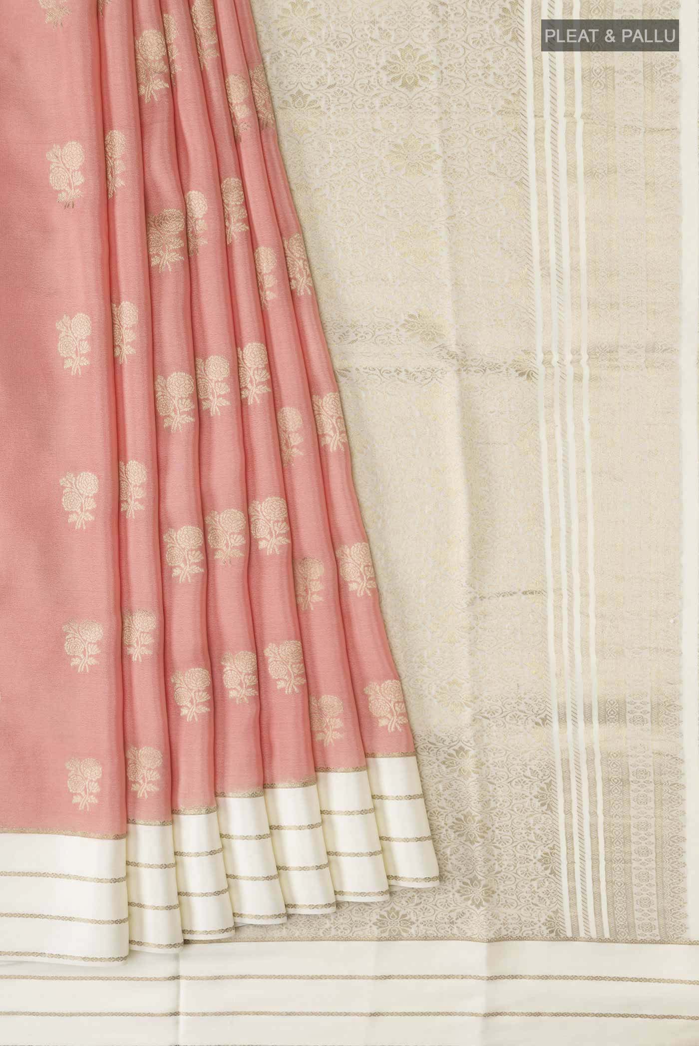 Peach Mysore Crepe Saree - Image 4