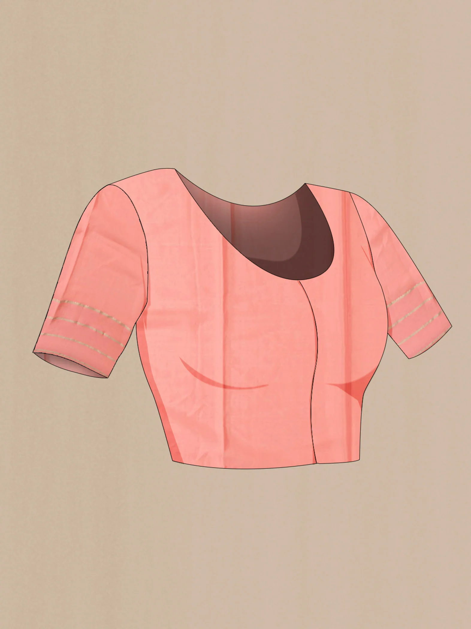 Peach Mysore Crepe Saree - Image 5